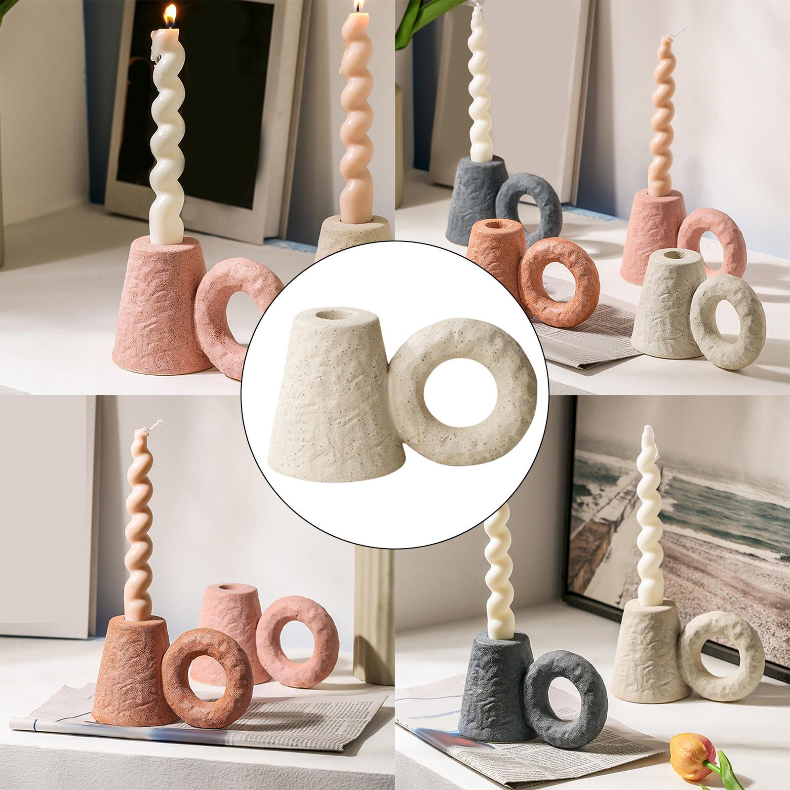 Creative Candle Holder Stand Sturdy Construction Ornament for Pillar Candles Beige
