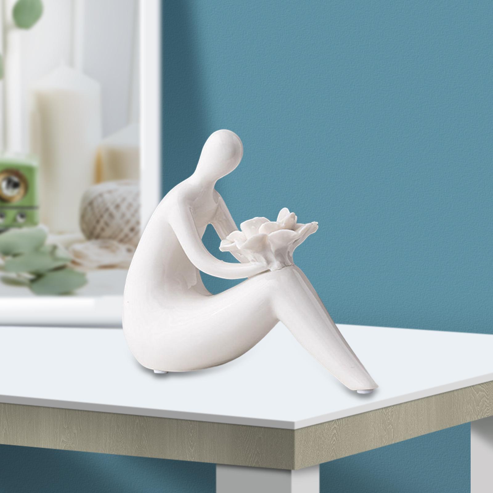 Abstract Lady Statue Art Crafts for Desktop Bookshelf Housewarming Gift White