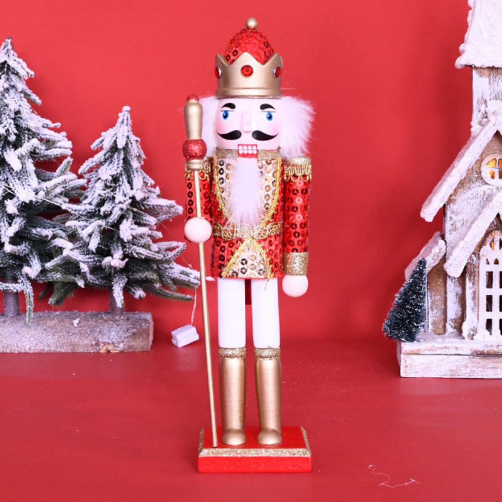 Glittery Wood Nutcracker Figures Christmas Home Ornaments Bedroom Xmas Tree Yellow Boot