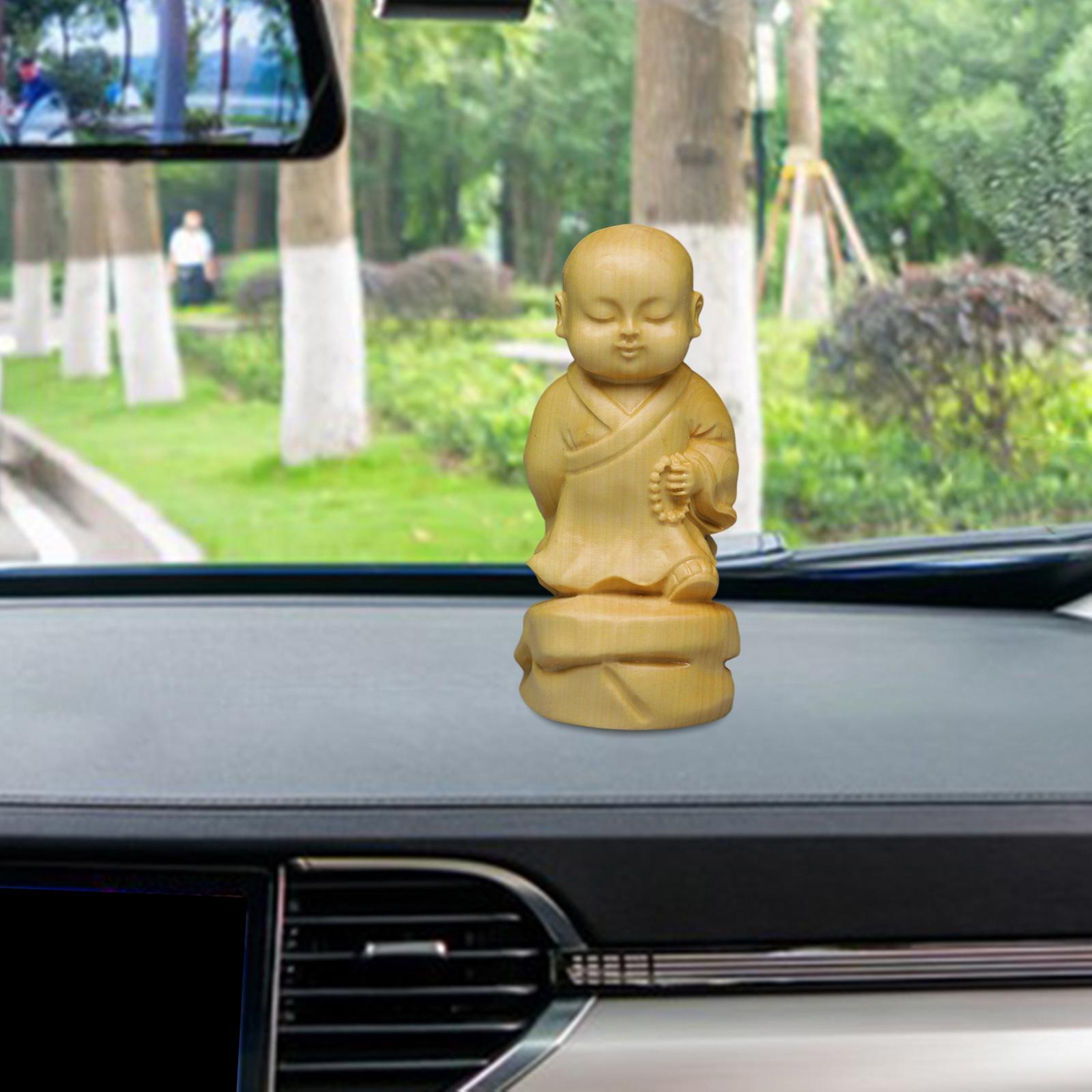 Car Dashboard Figurine Sculptures Standing Monk Statue for Home Office