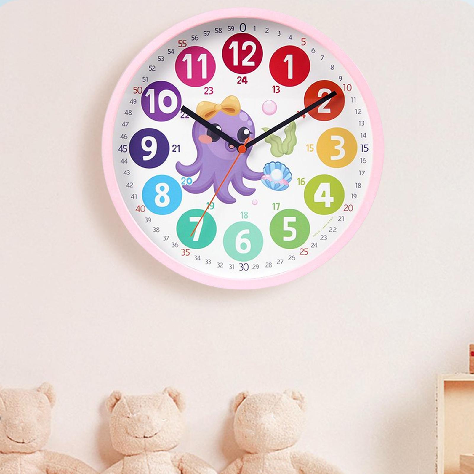 Kids Wall Clock Analog Clocks Teaching Clock for School Classroom Home Octopus