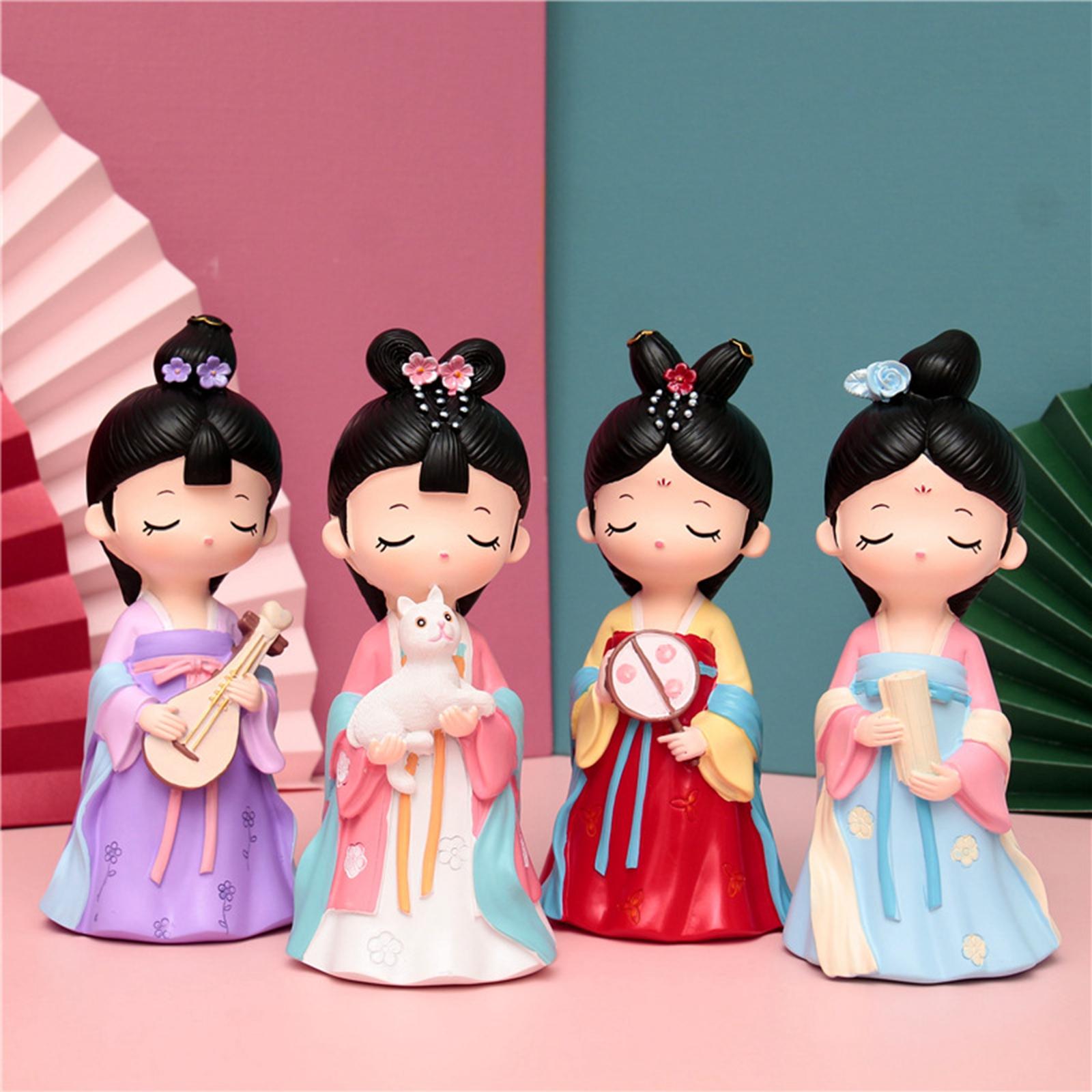Ancient Chinese Girl Dolls Collectible Figurines Handicraft Girls Gift With Pipa