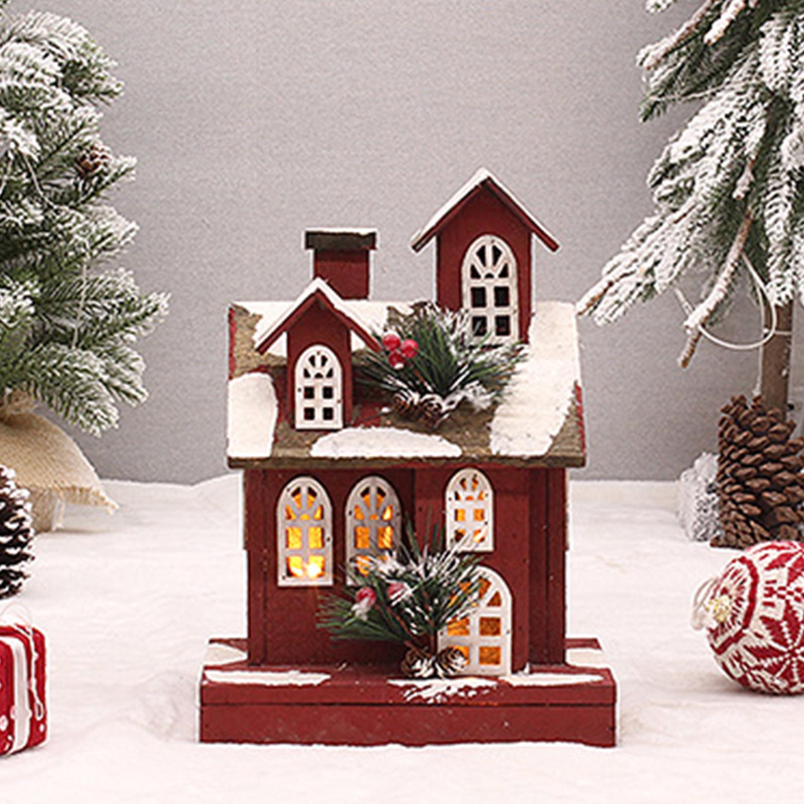 Village House Christmas LED Lights Buildings Room Battery Operated Figurines Style B 22x14x30cm