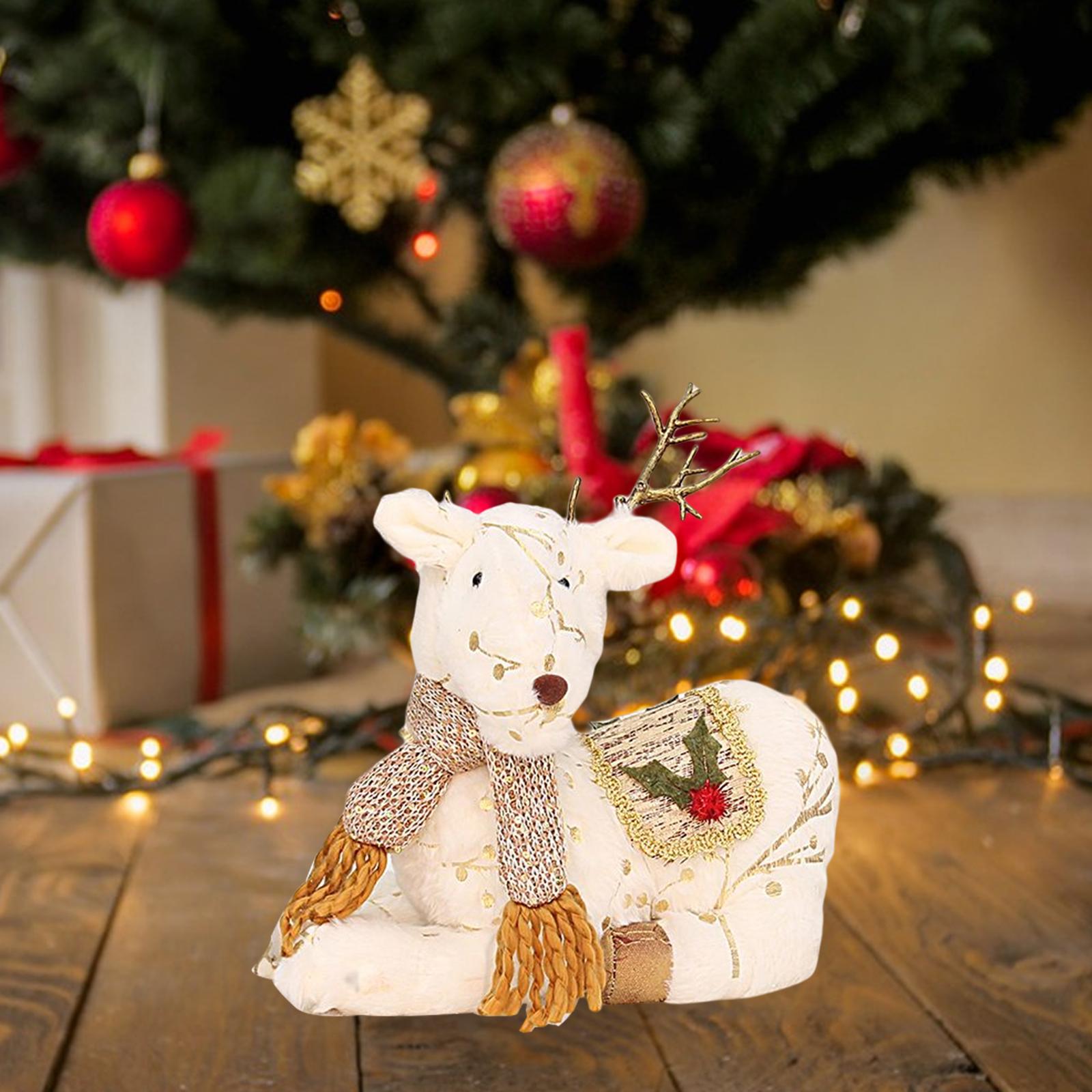Christmas Reindeer Stuffed Animal Creative Plush Elk for Decor Office Home StyleA