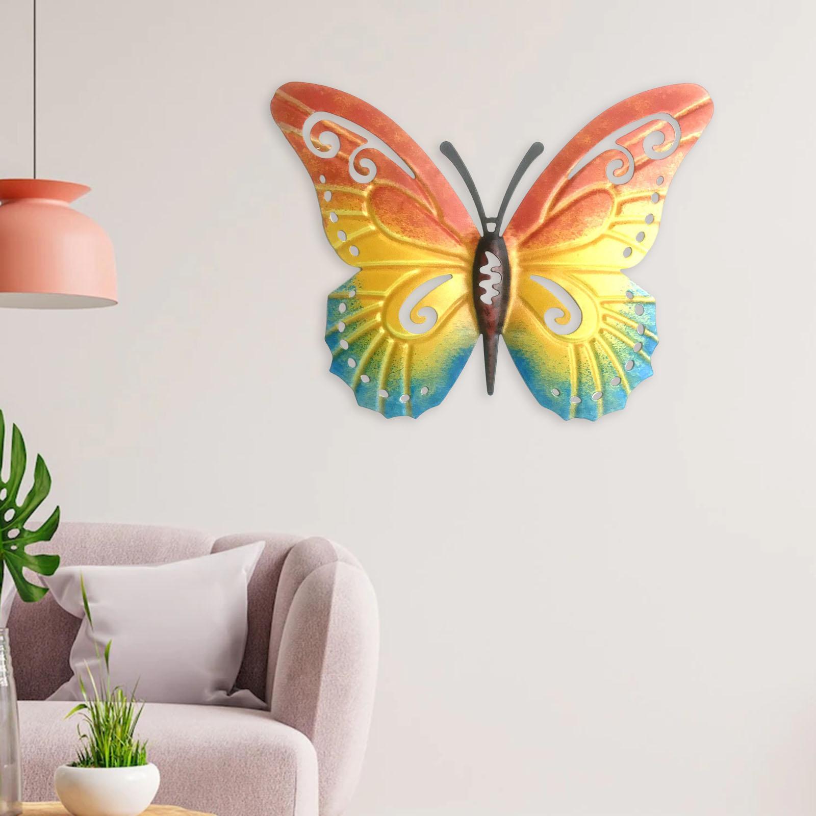 Butterfly Wall Decors Wall Sculptures Figurines for Garden Home Decors orange yellow blue