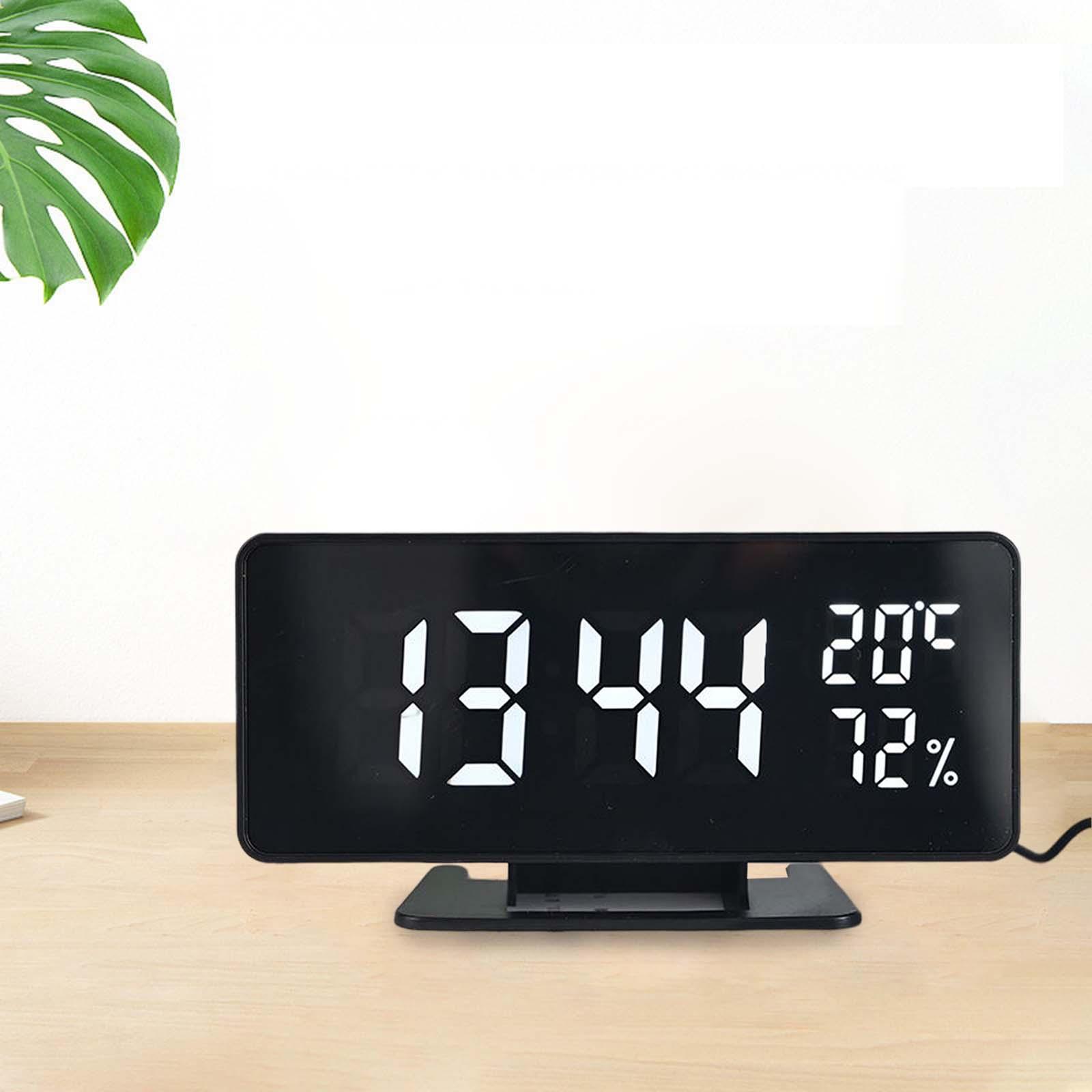 USB Digital Alarm Clock Date Display Bedroom Home Decor Decorative LED White
