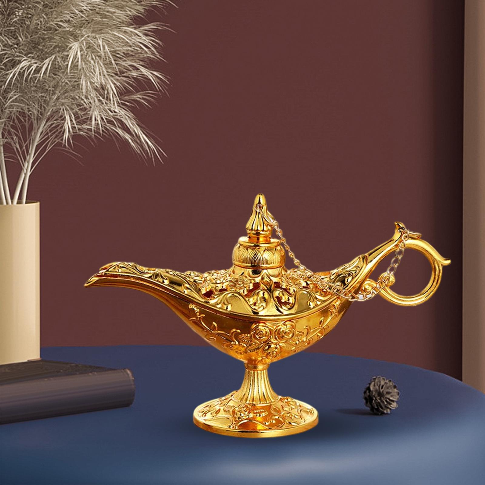 Statue Genie Lamp Washing Light Wedding Oil Lamp Metal Collection Decor Aureate