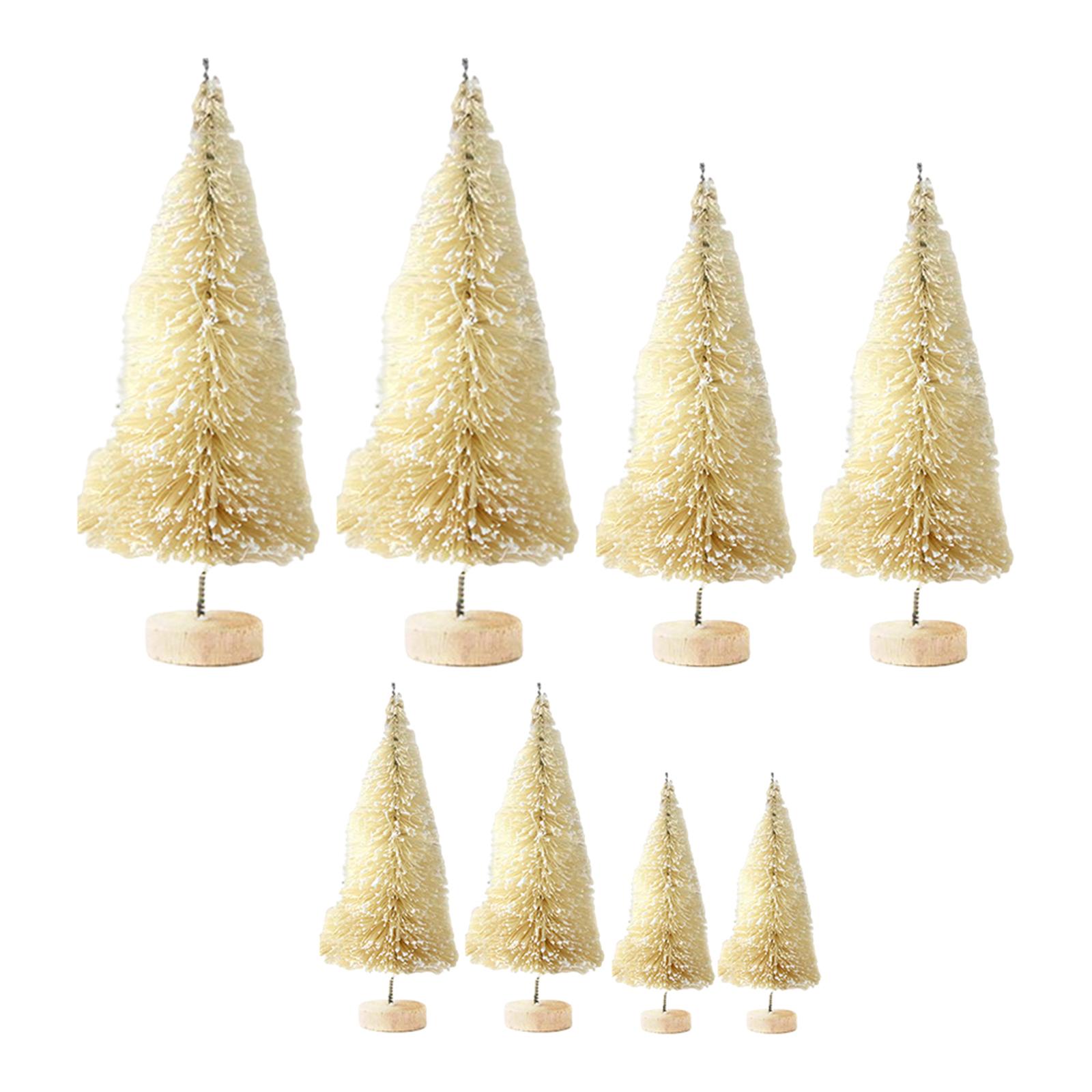 8x Desktop Miniature Pine Tree Ornaments for Desk Christmas Party Holiday Beige
