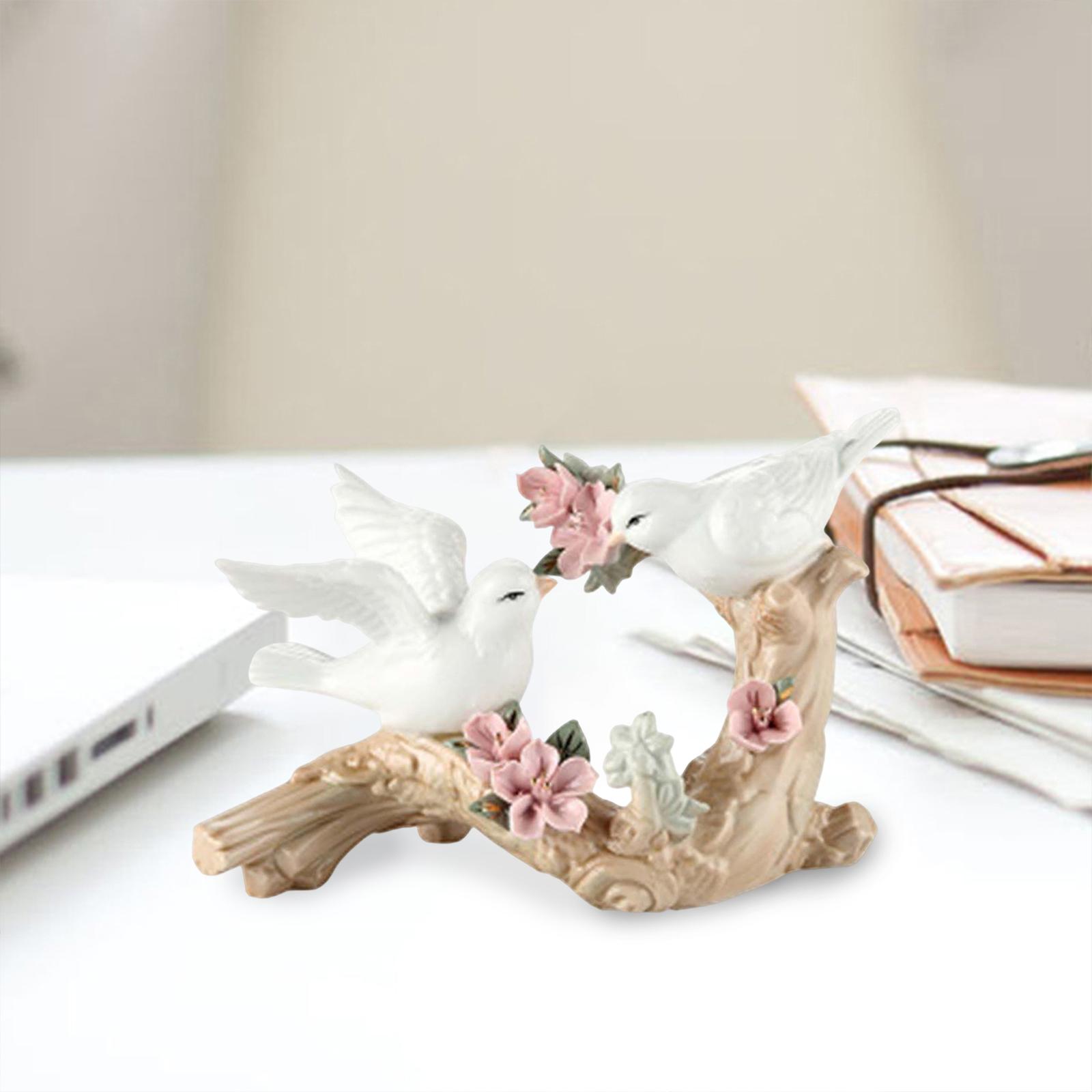 Cute Bird Sculpture Crafts Display Ceramic for Wedding Office Living Room
