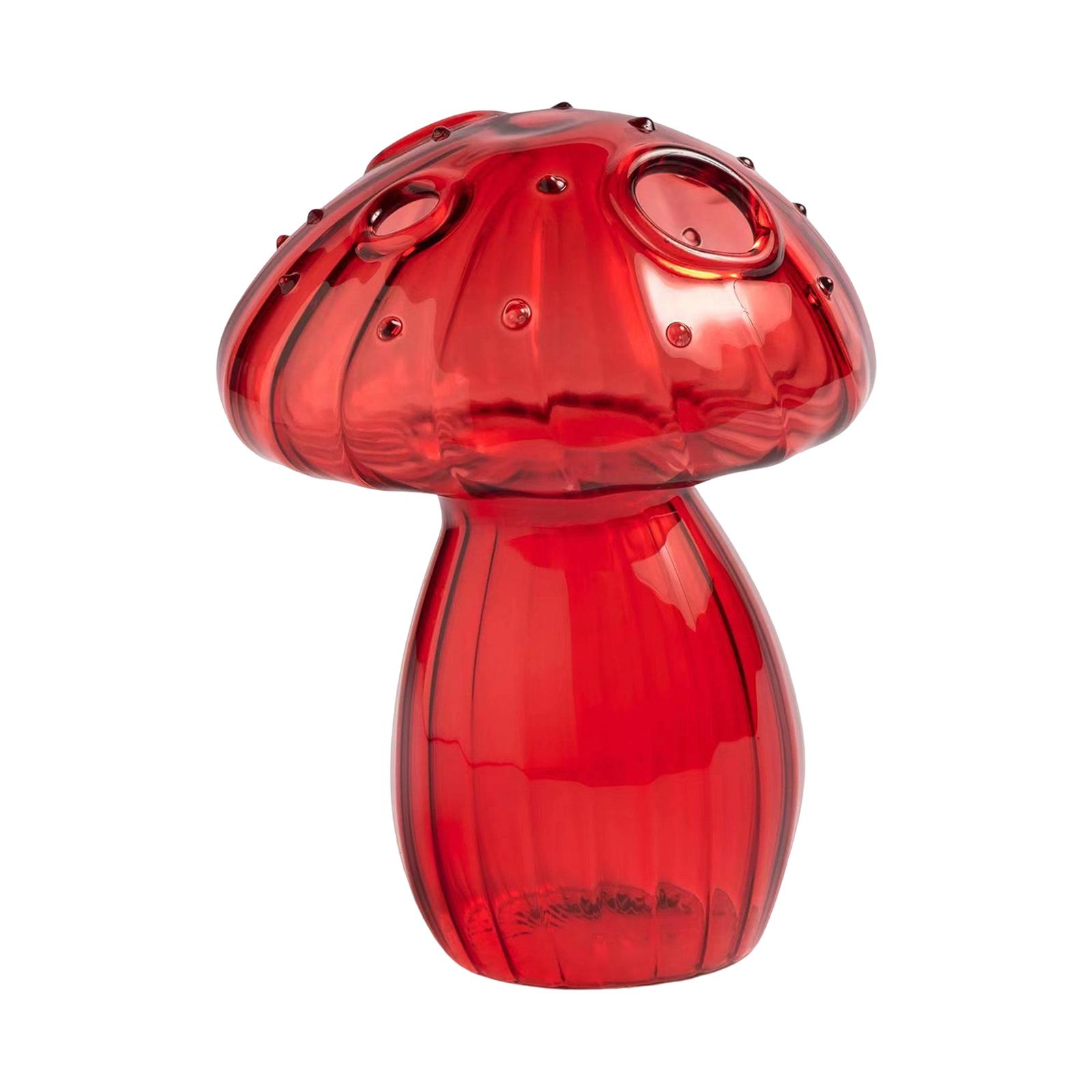 Creative Flower Vase Decorative Vases Mushroom Shaped Glass Vase Home Decor Red