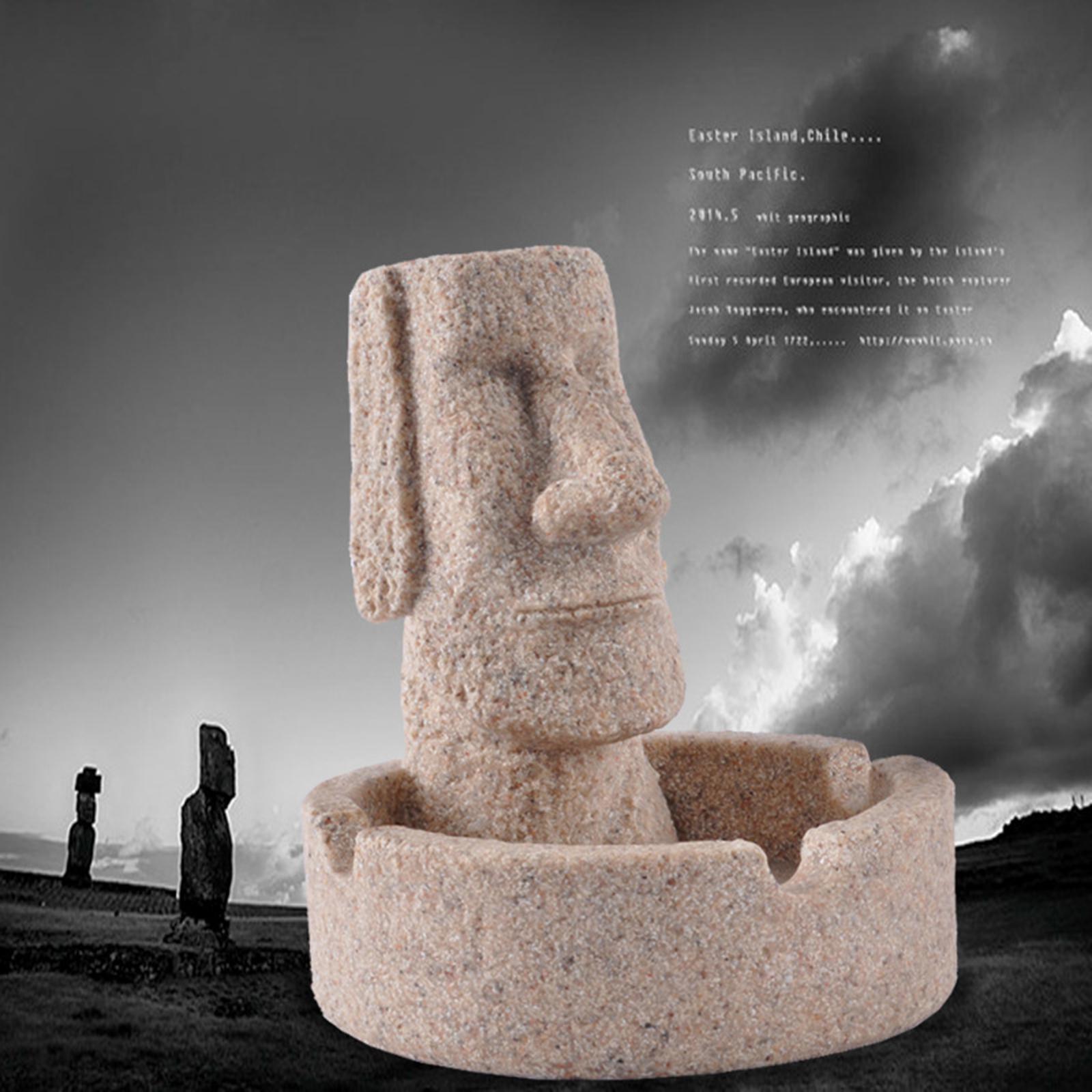 Moai Statue Craft Sandstone Ashtray for Drawing Room Anniversary Fireplace