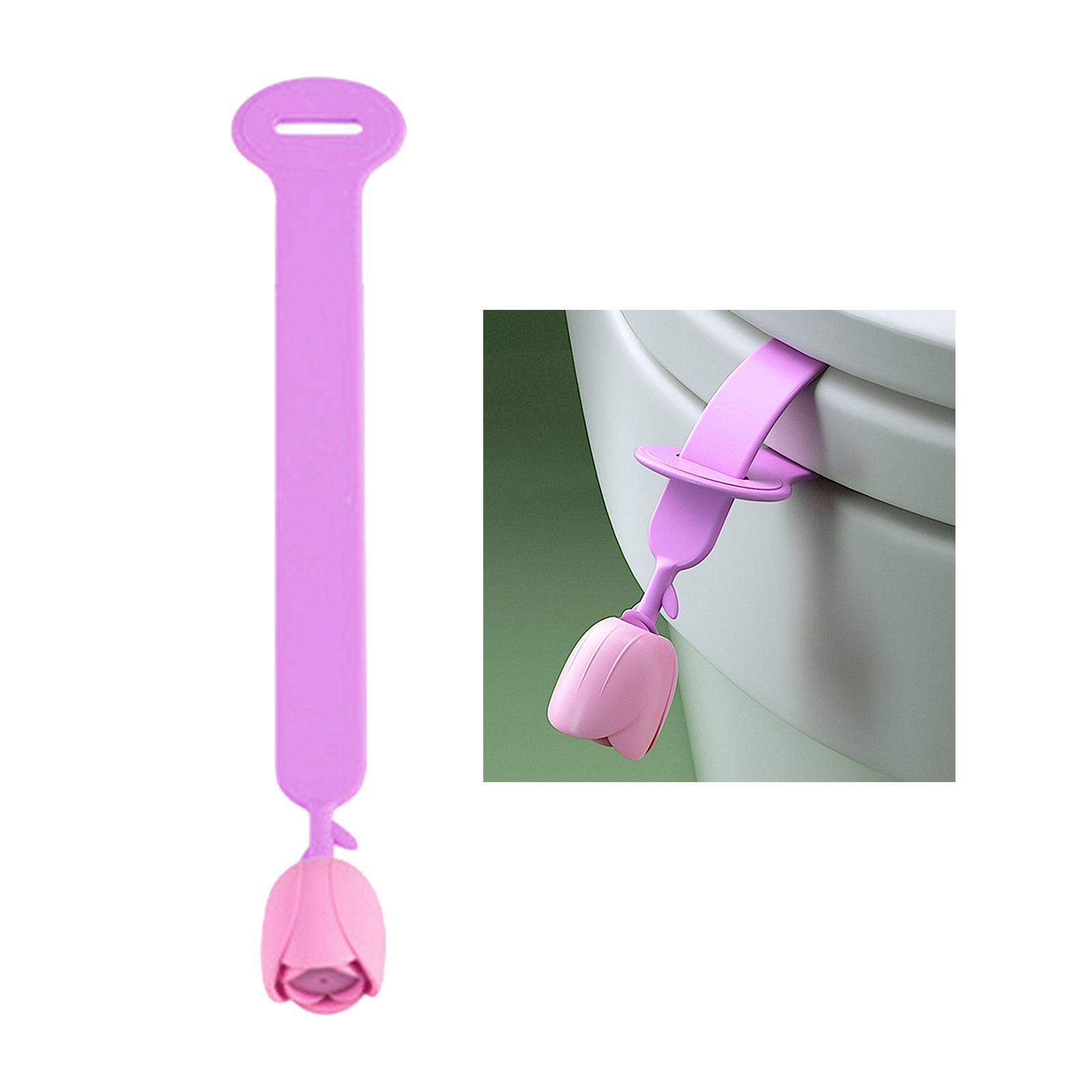 Floral Toilet Cover Lifter Avoid Touching Portable Lift Tool for Office Violet Seat Lifter
