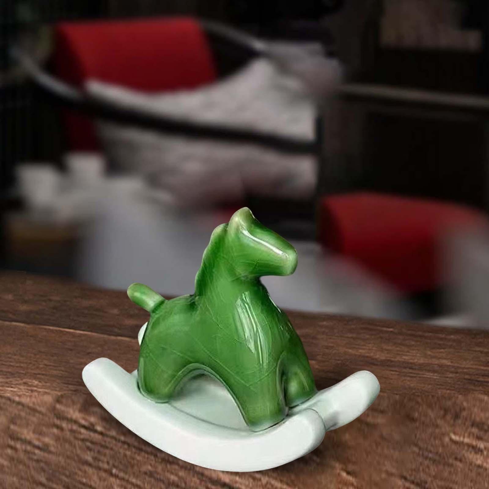 Stick Incense Burner Modern Ceramic Ornament for Desktop Cabinet Office Green Horse