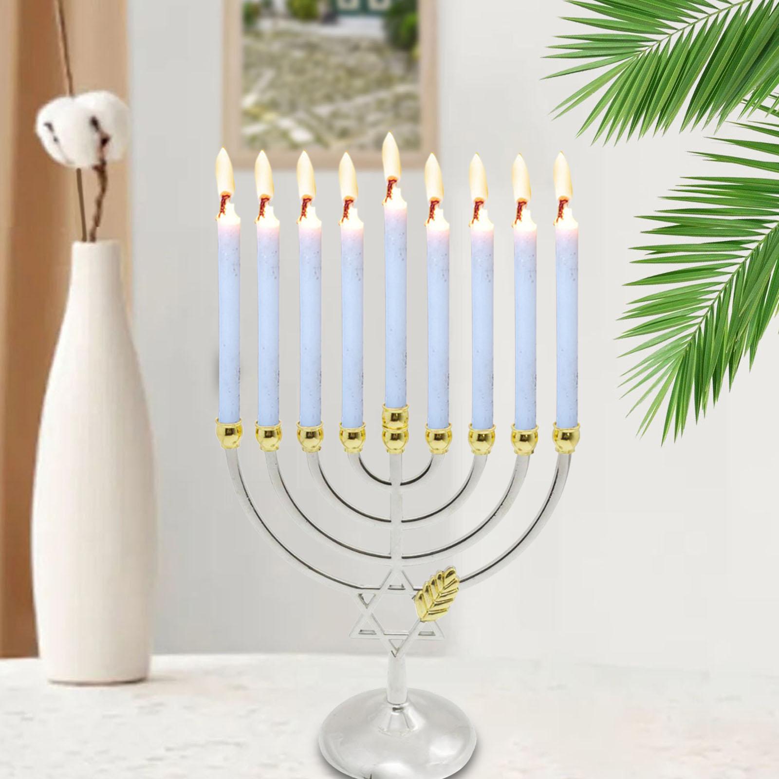 Metal Hanukkah Candleholder Candelabras Party 9 Branch Menorah Candlestick