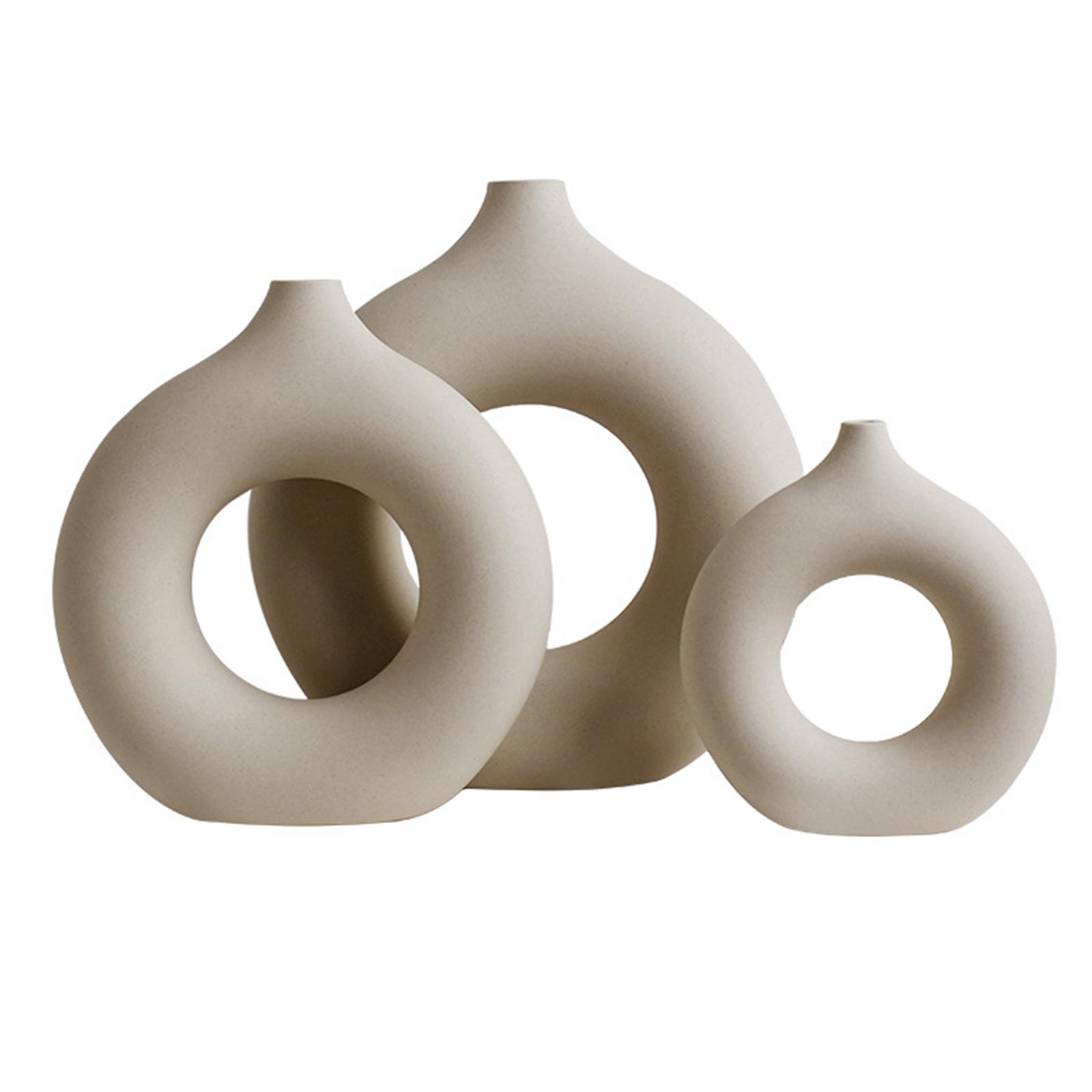 Modern Minimalist Ceramic Flower Vase Round Pottery Vases for Kitchen Decor S