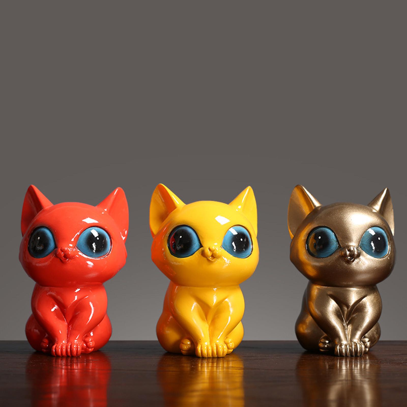 Mini Cat Statue Figurine Resin Sculpture Funny Craft for Desk Office Home Aureate