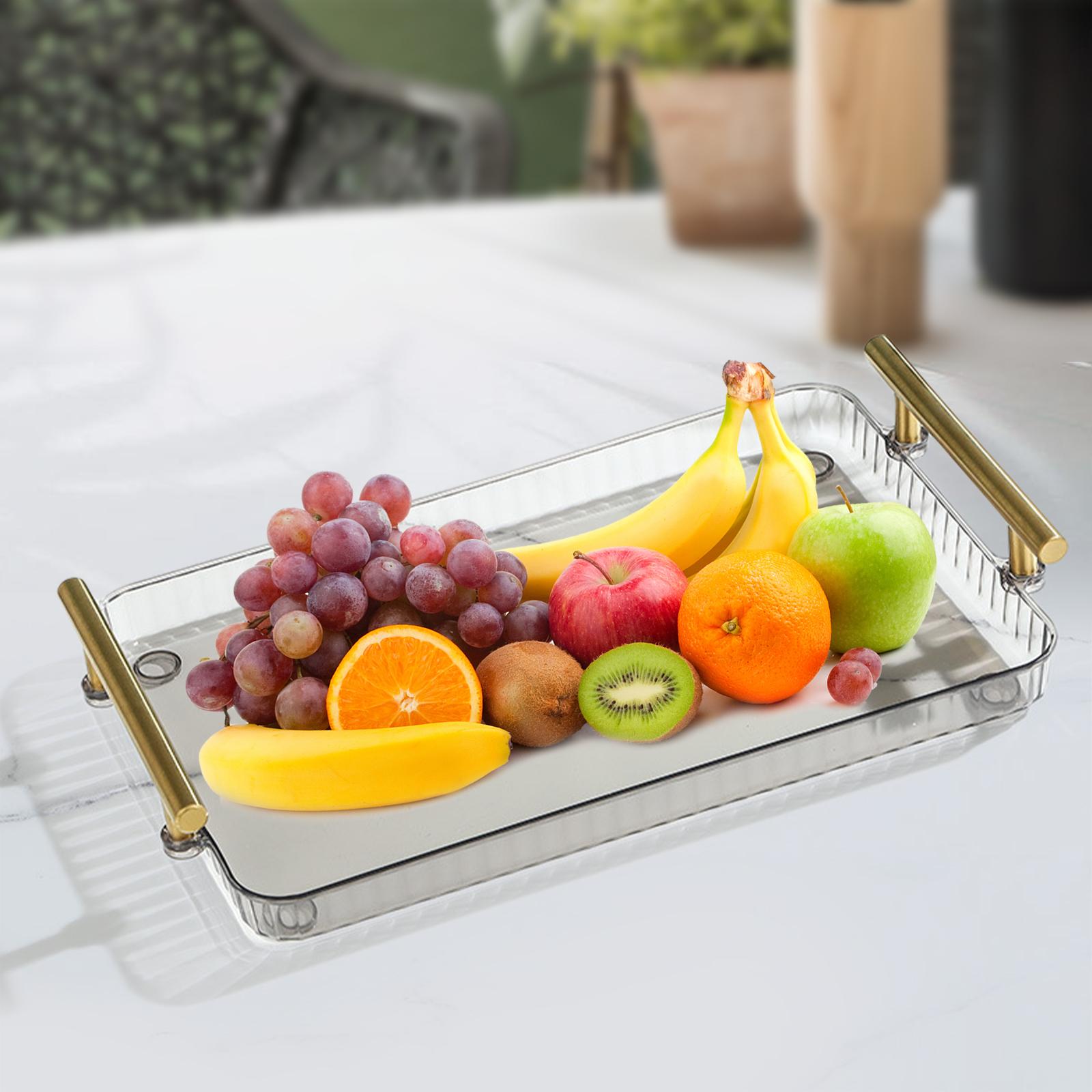 Rectangular Serving Tray Clear Acrylic for Living Room Bathroom Party Gray