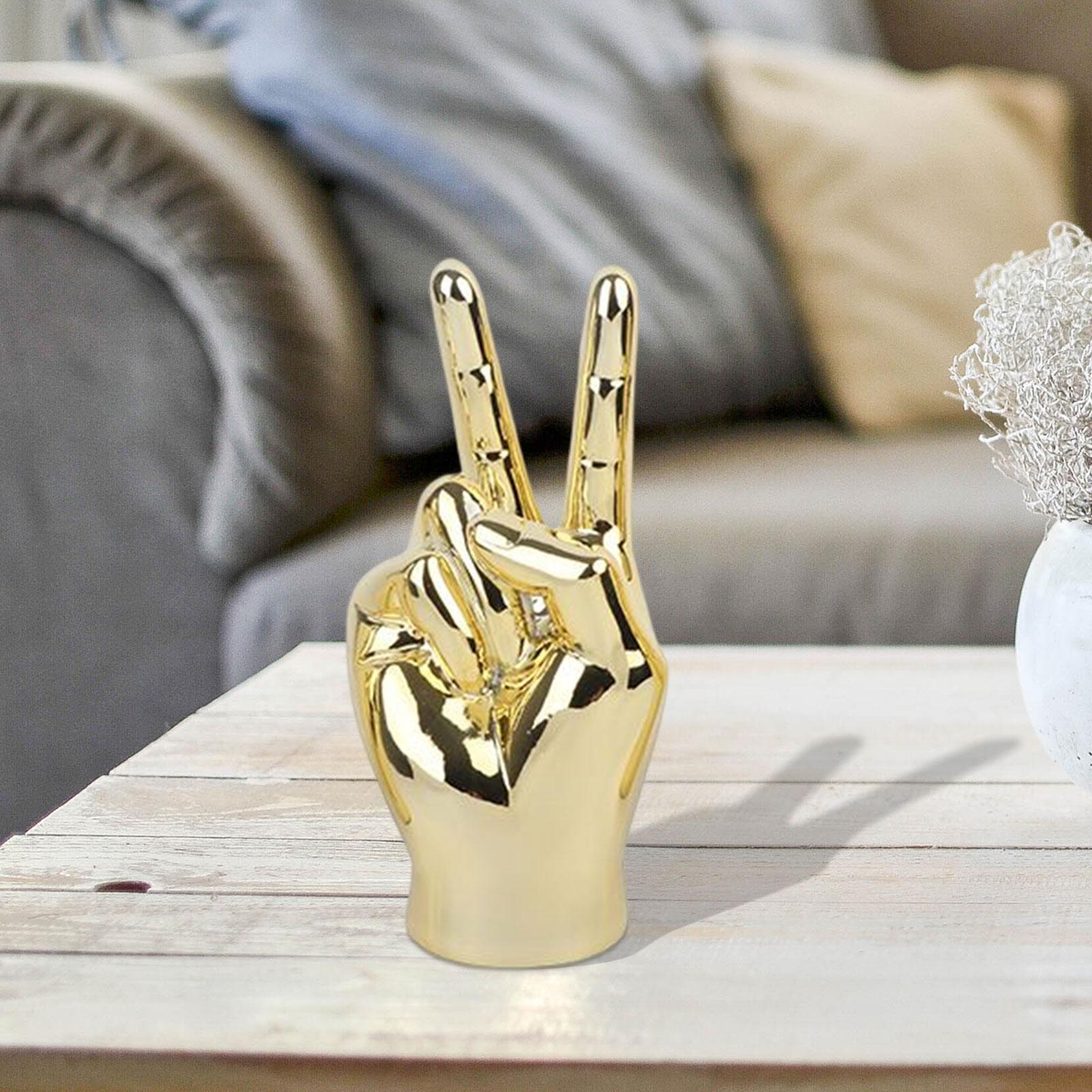 Hand Gesture Statue Creative Hand Sculpture for Home Table Centerpiece Decor Peace Aureate