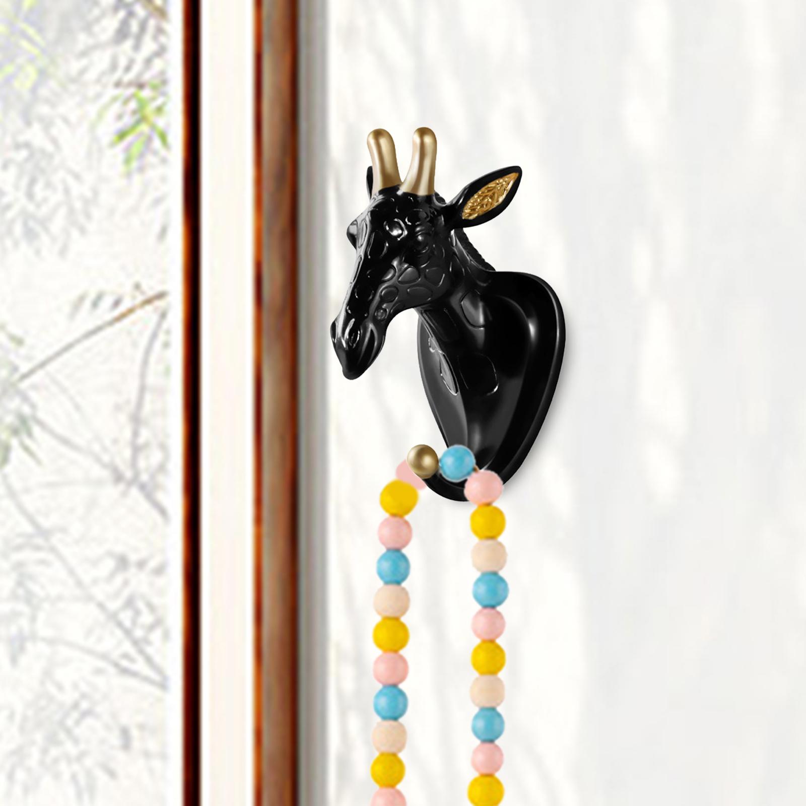 Head Coat Hook Enamel Cute Crafts Animal Hanger for Bedroom Entryway Kitchen Black Aureate