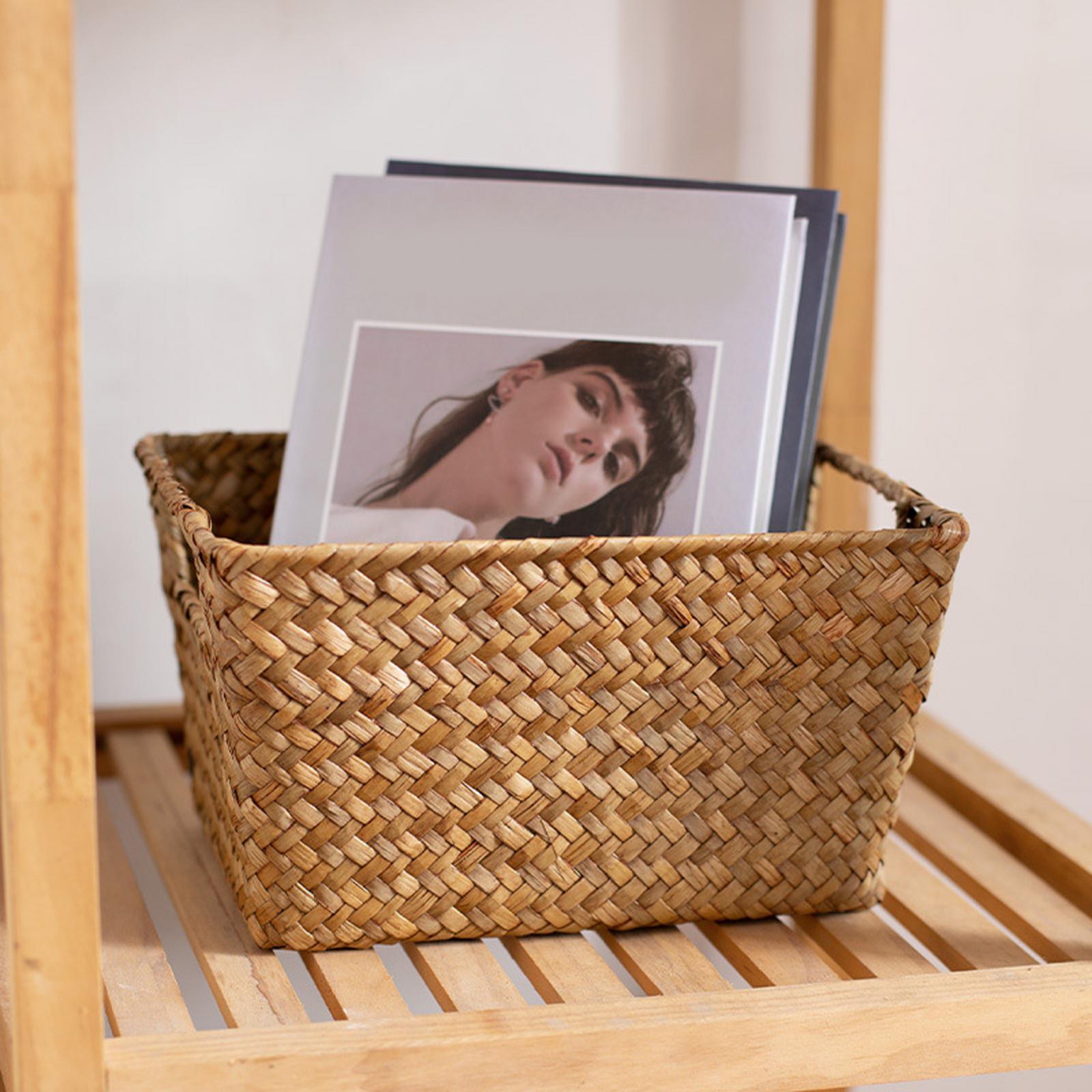 Handwoven Basket Centerpiece Desk Rattan Basket for Farmhouse Kitchen