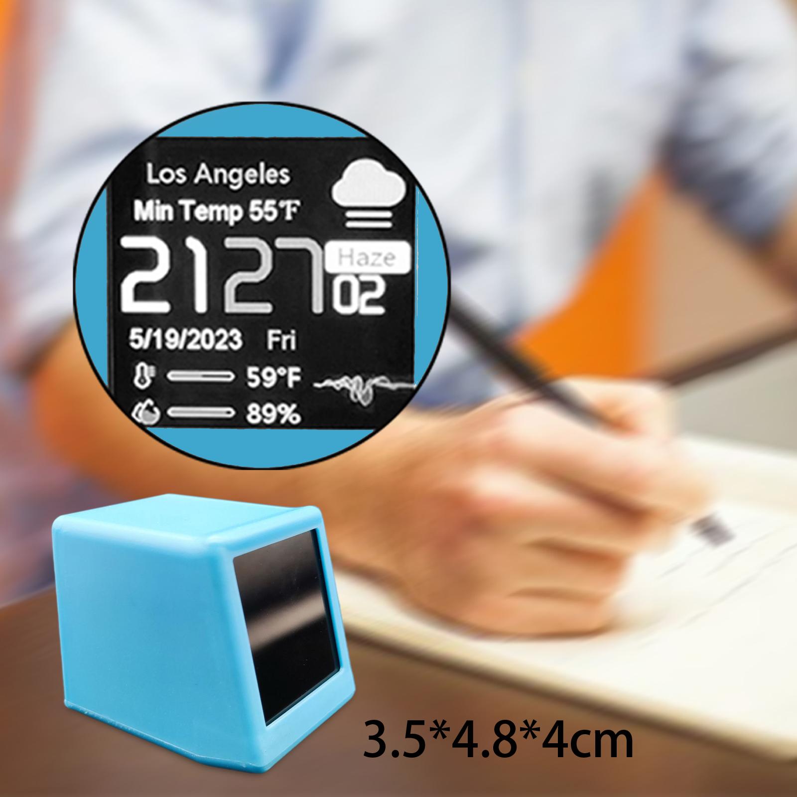 Smart Weather Station Modern Digital Clock for Study Office Living Room Blue