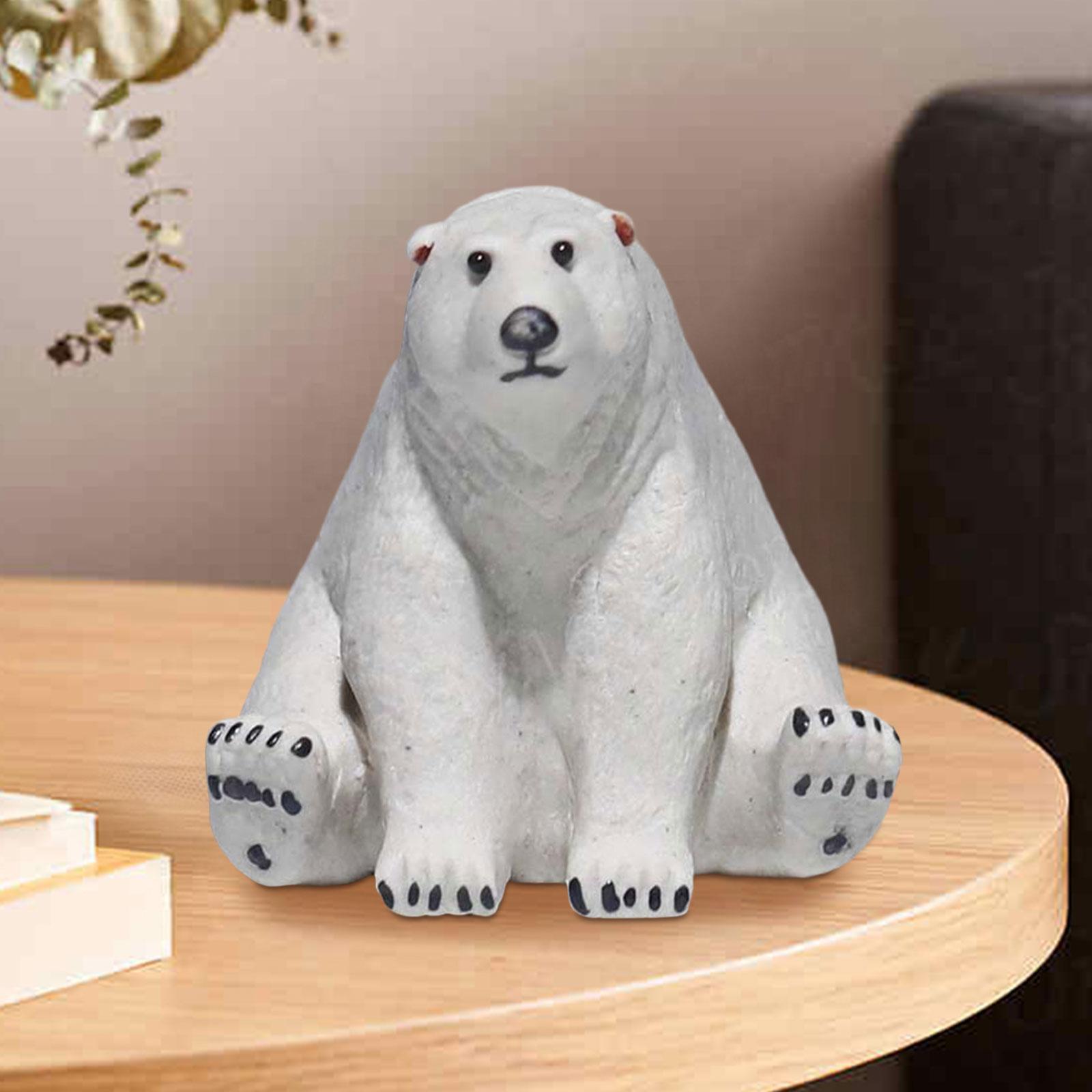 Miniature Animal Figurine Small Animal Statue for Living Room Bookcase Decor Polar Bear