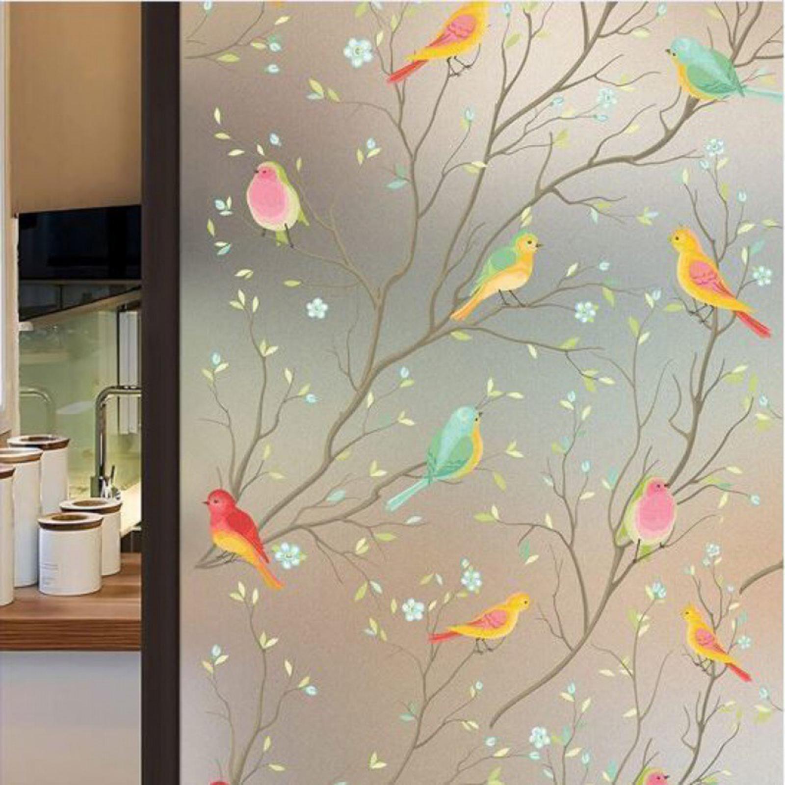 Window Privacy Film Decorative Birds Glass Film for Office Apartment Bedroom 35cmx100cm