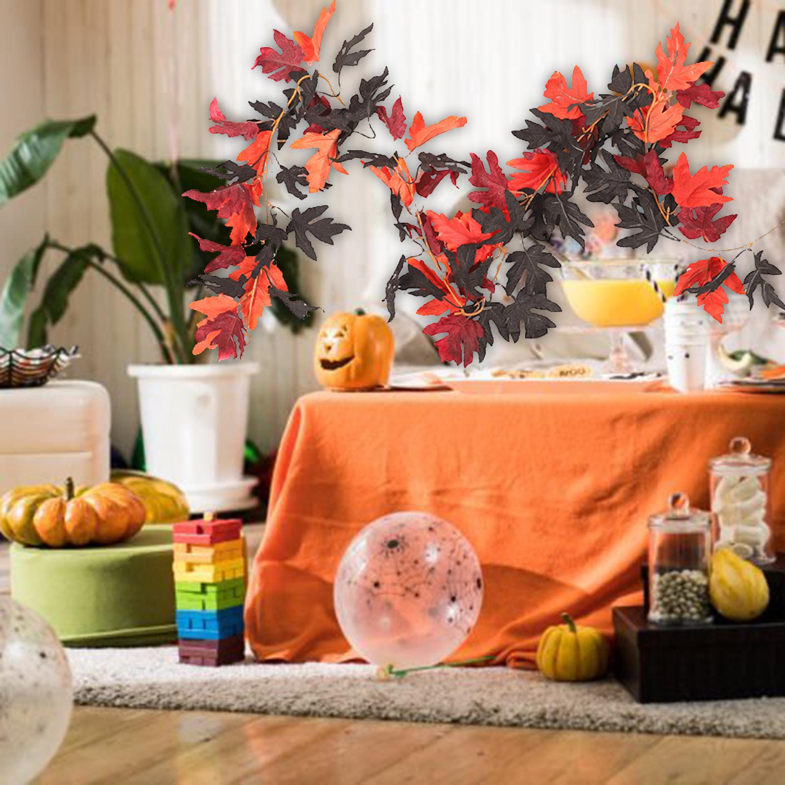 Halloween Fall Garland Maple Leaf Mantel Balcony Garden Hanging Vine Garland