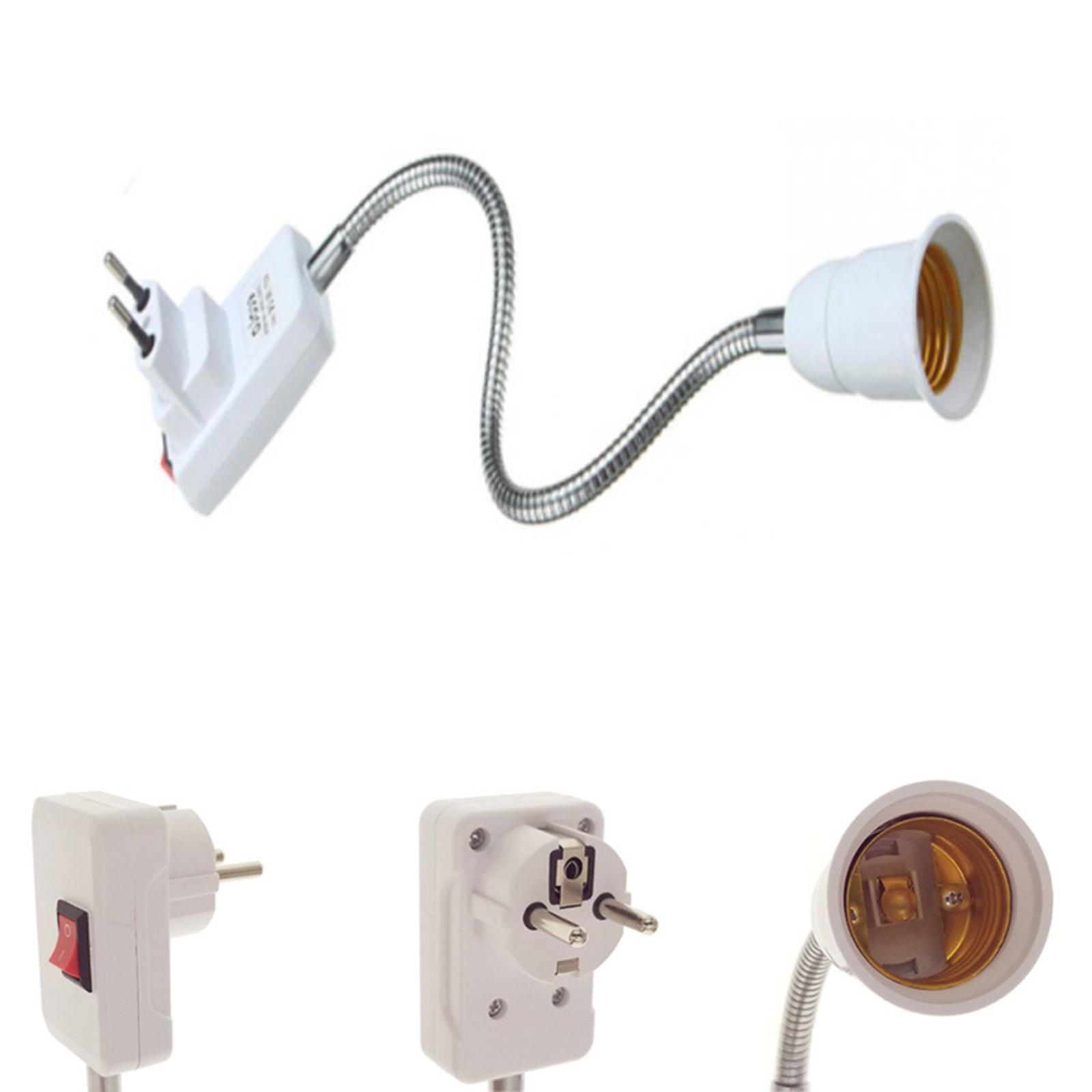 LED Light Lamps Switch Flexible Bulb Adapter Converter E27 Lamp with Socket 10cm Hose