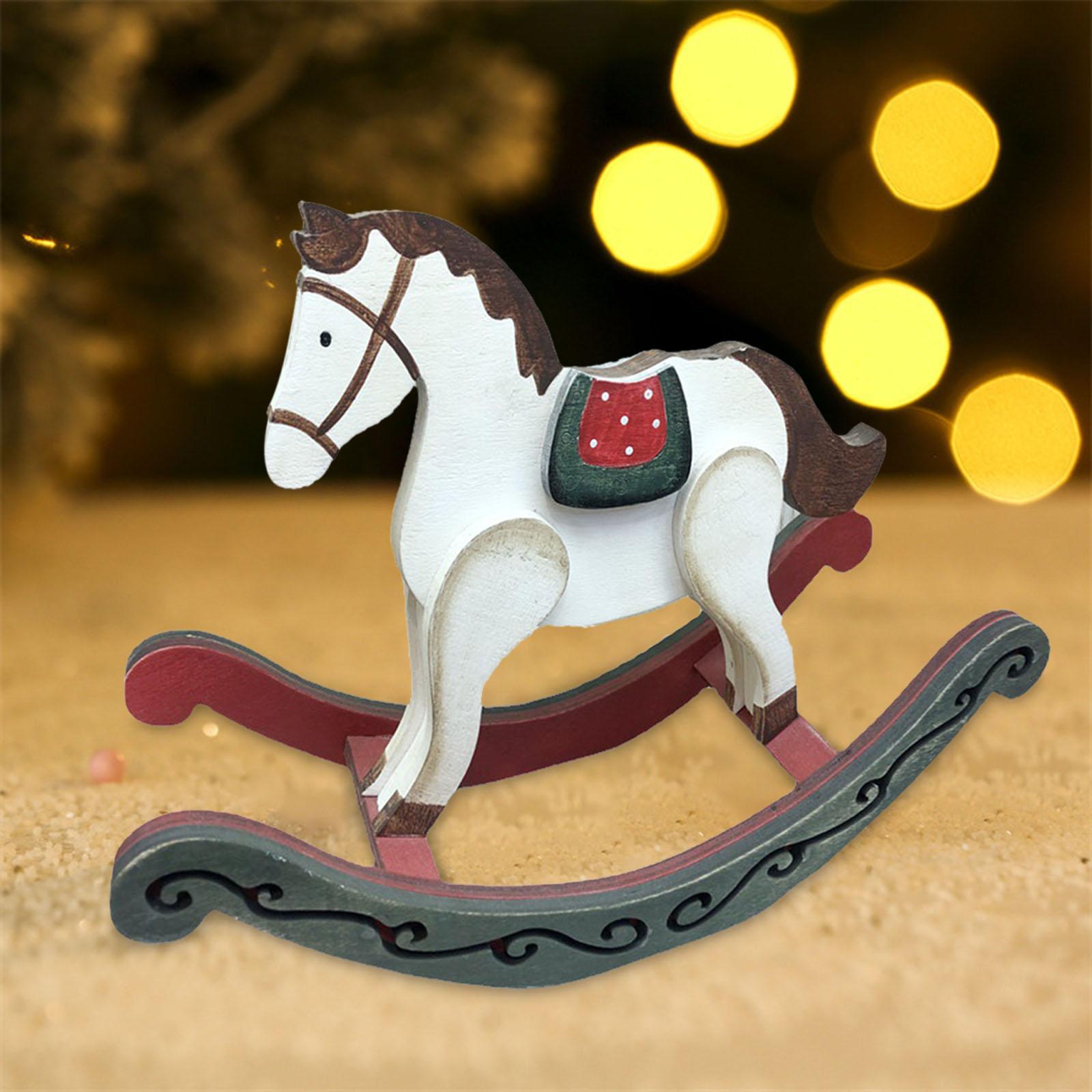 Christmas Rocking Horse Cute Creative Ornaments for Gardens Kitchen Cabinets
