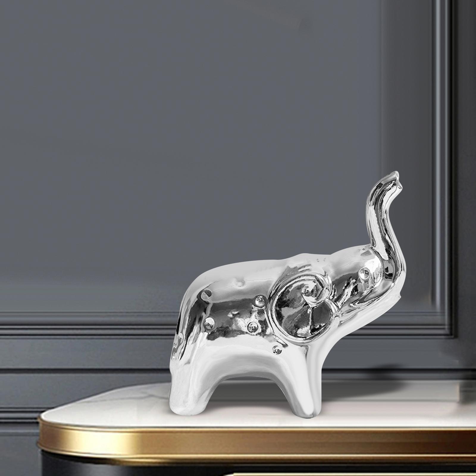 Elephant Statue Collectible Modern Statue for Fireplace Entrance Centerpiece Silver L