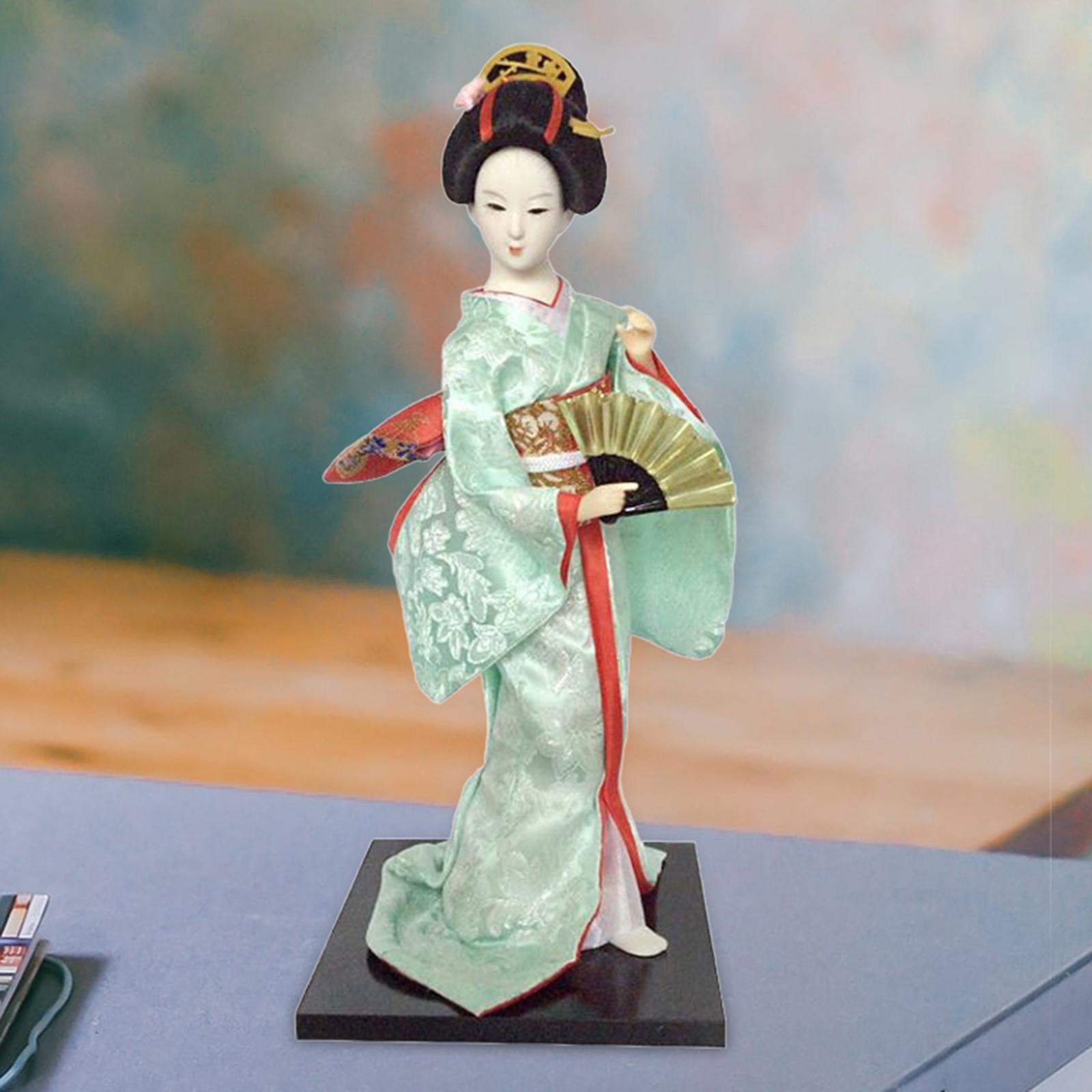 12in Japanese Geisha Handicraft Kimono Dolls Shelf Decor