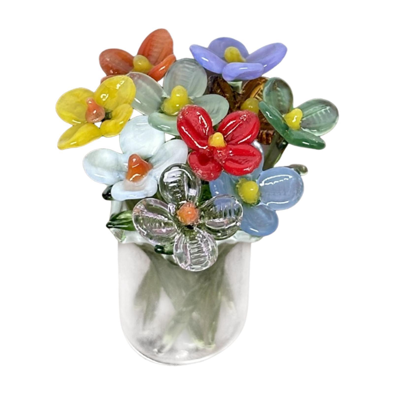 Glass Flowers Figurine with Vase