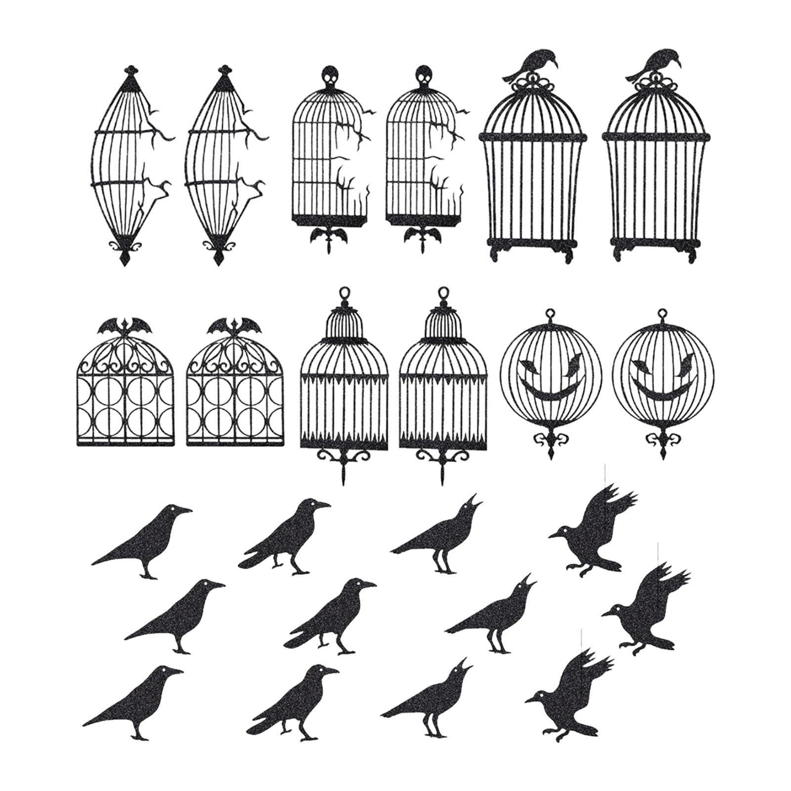 24Pcs Black Crow Decorations Handmade Gothic