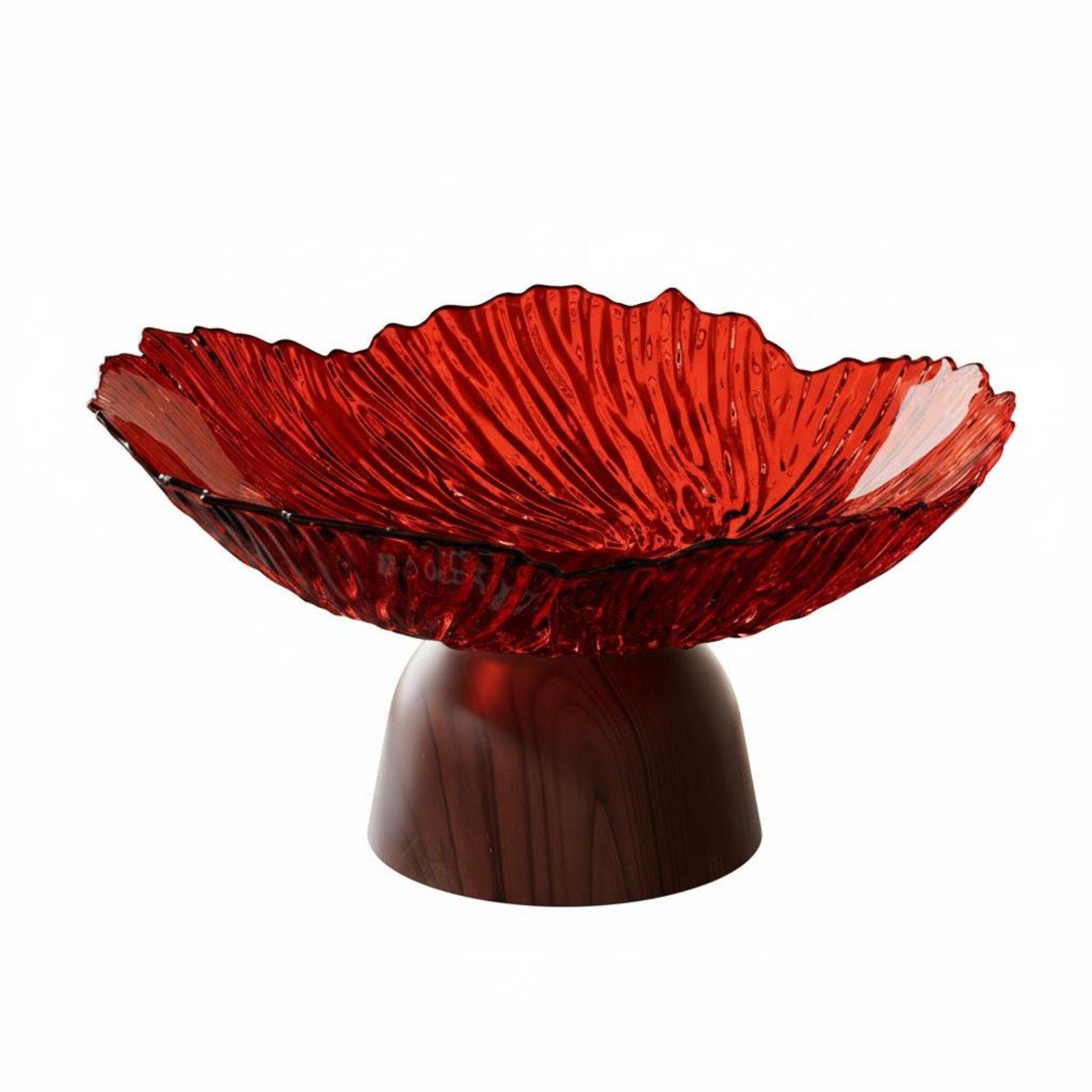 Pedestal Fruit Bowl Red Round