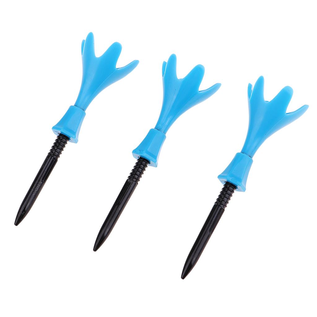 3Pcs Adjustable Golf Tees Plastic Rotatable Golf Tees Golf Tee Set Blue