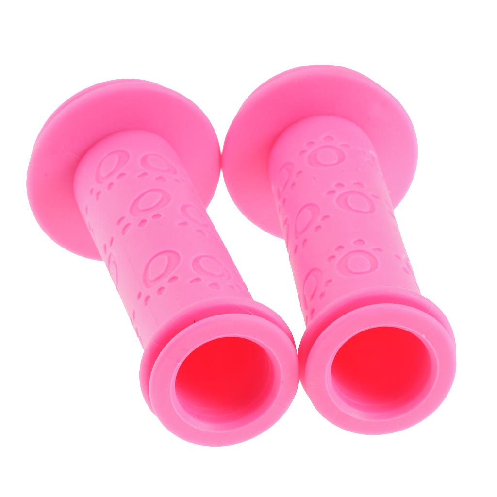 Kids Childs Bicycle Handlebar Grip Non Slip Rubber Handle Bar Grips Rose Red