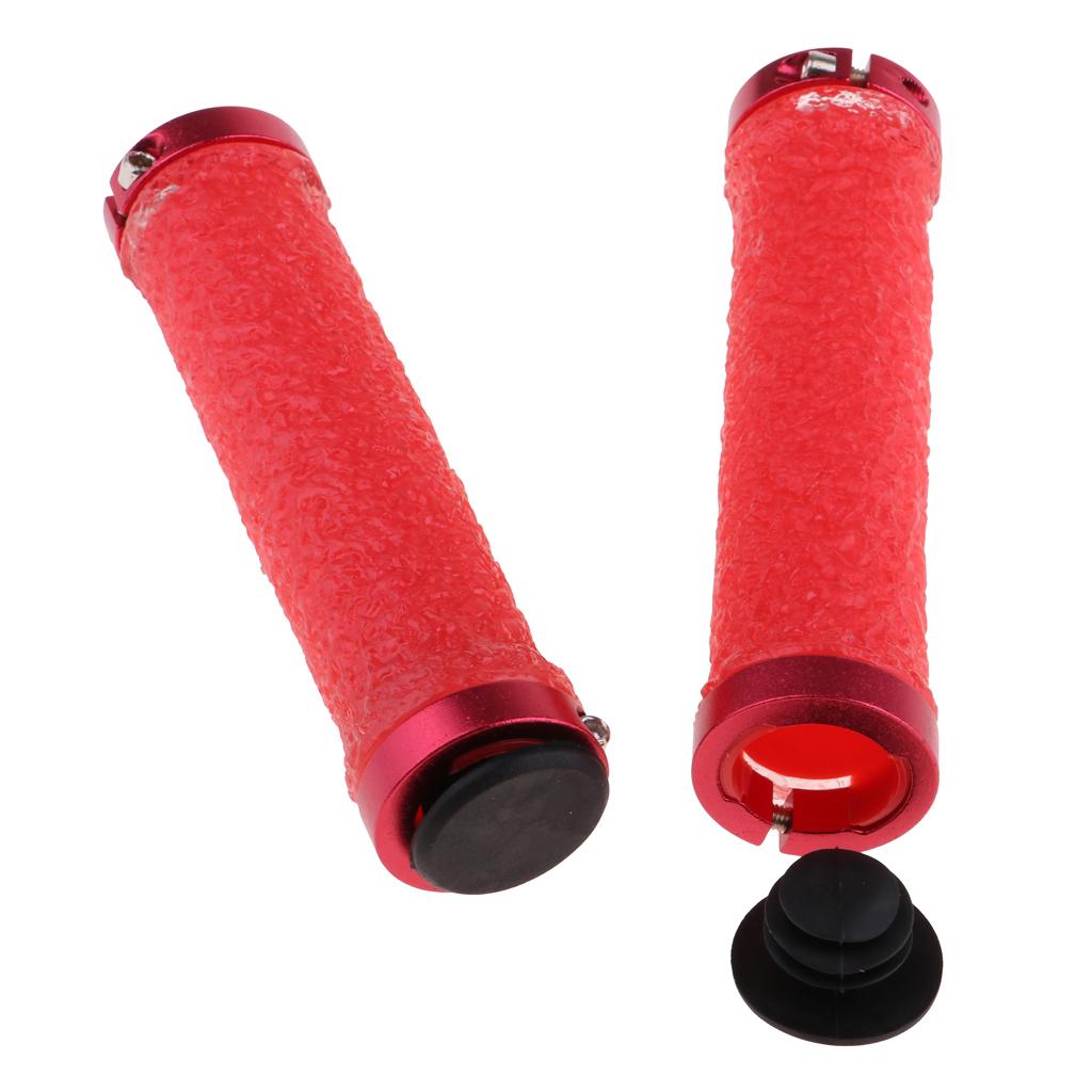 Ergonomic Mountain Bike Handlebar Grips Ends Cycling Lock-On Ends red