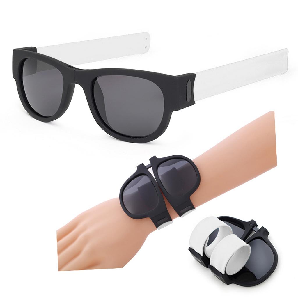 Slap Wristband Wrist Folding Sunglasses Trendy Foldable Sun Glasses  White