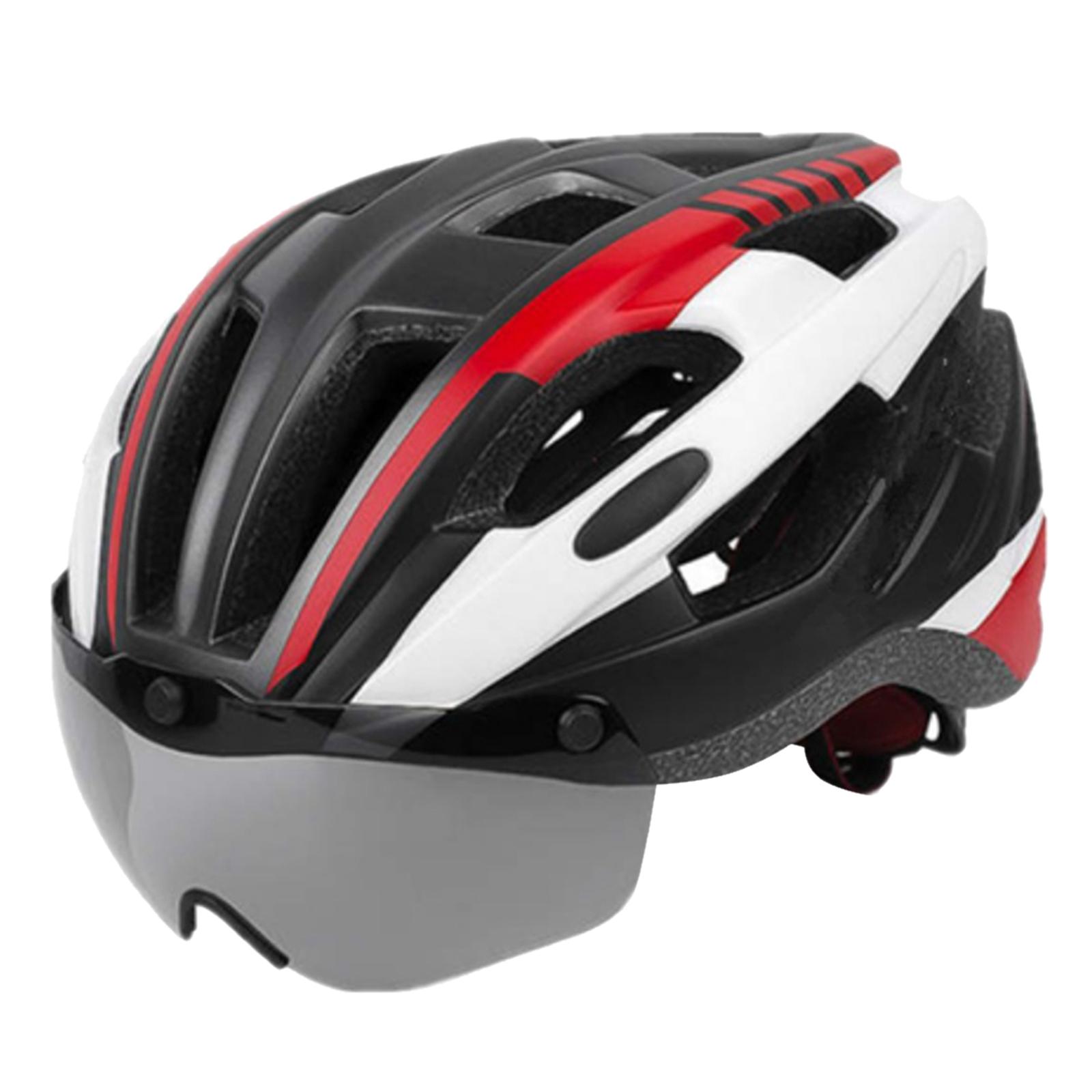 Ultralight Cycling Bike Helmet with Removable Visor Magnetic Goggles Red