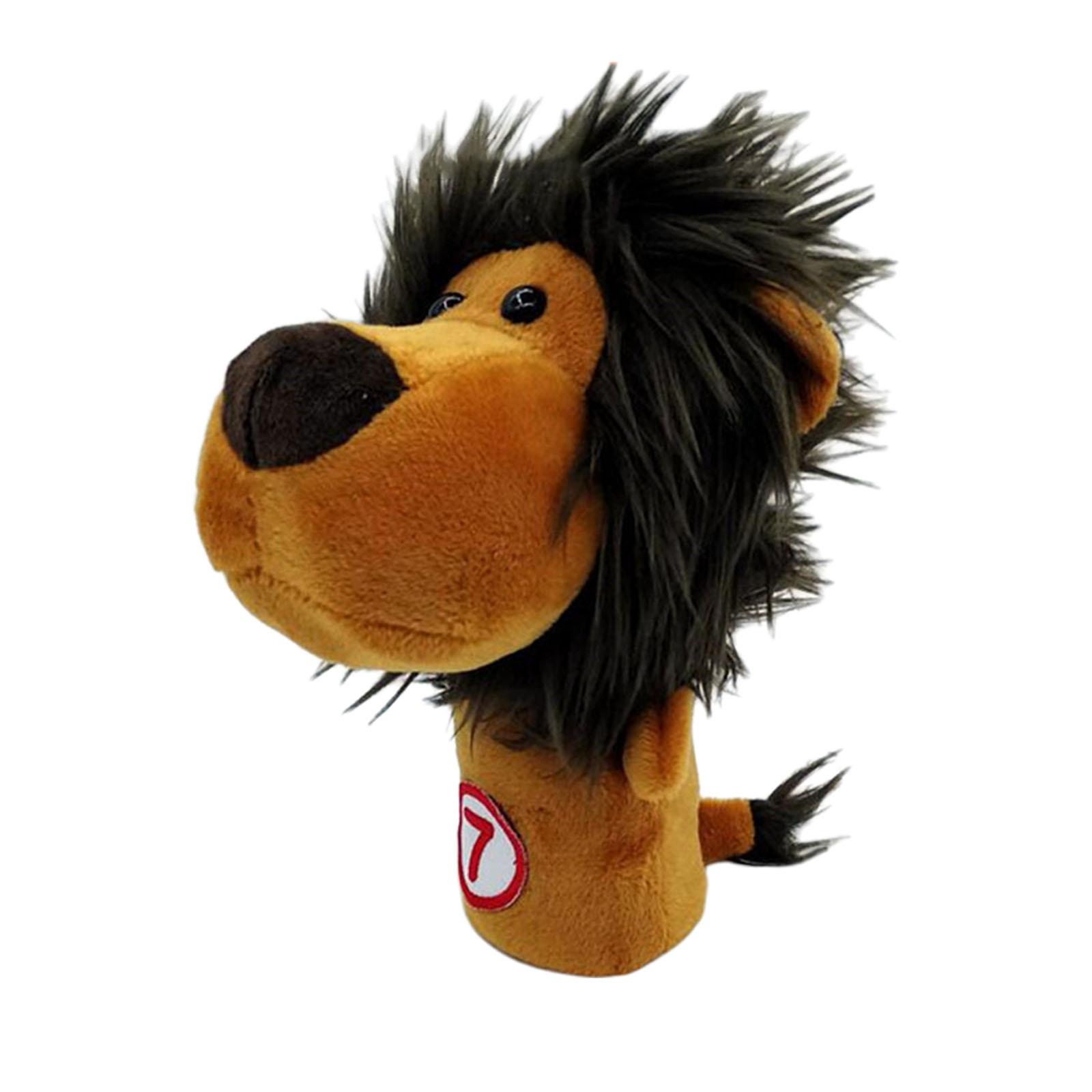 Novelty Plush Animal Golf Iron Headcover Wedges Club Head Cover Lion No.7
