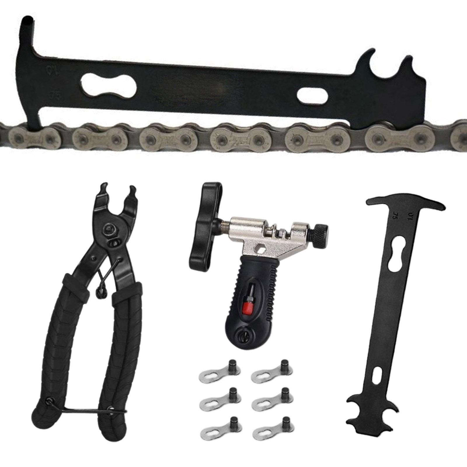 Bike Chain Splitter Cutter Checker Guage Link Plier Tool Bicycle 9pcs Black