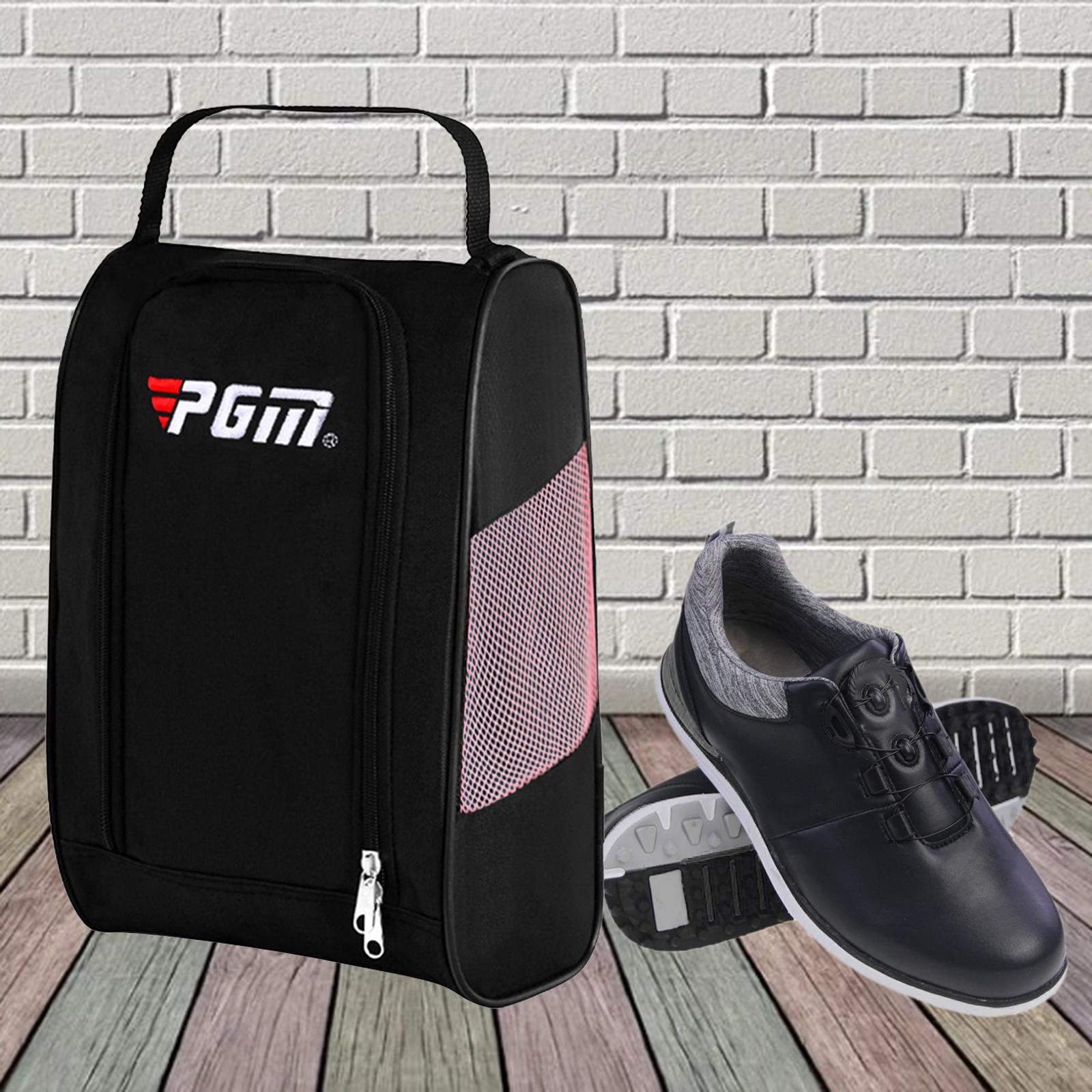 Golf Shoe Bag Zipper Sports Nylon Pouch Organizer Shoe Case Black Pink