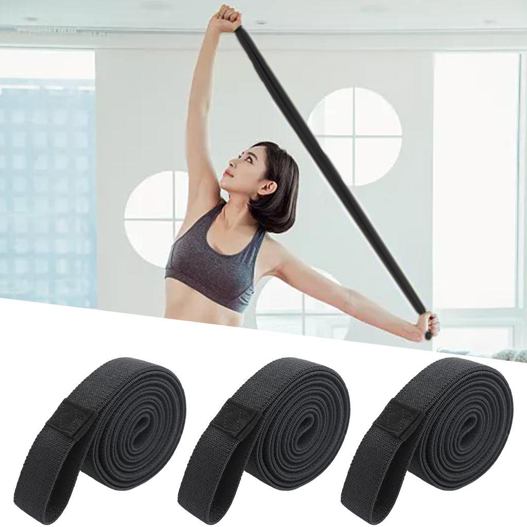 Woven Cotton Blend Yoga Strap Stretch Out Dance Stretch Band Black