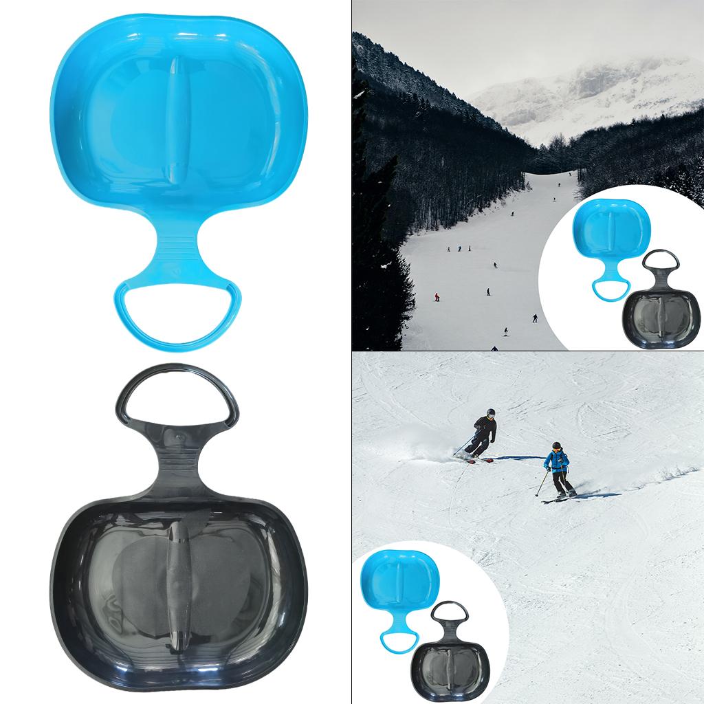 2pcs Snow Sledges Toboggan Downhill Sliding Sledge Sleigh Light Blue Black