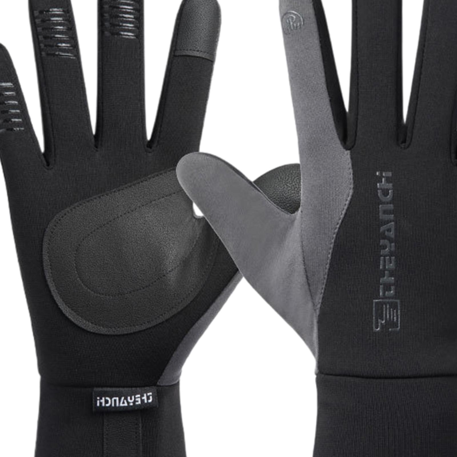 Full Finger Gloves Non-Slip Waterproof Thermal Winter Cycling Gray M