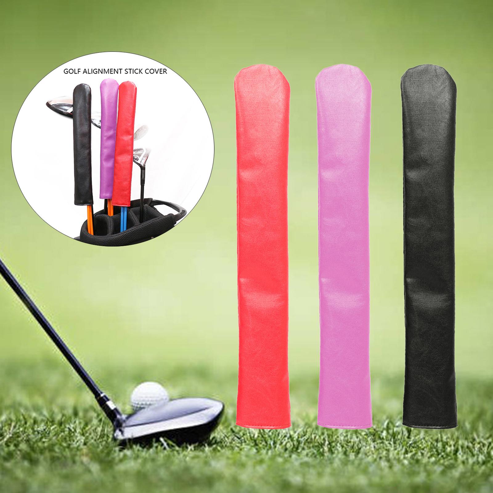 2x Golf Alignment Stick Cover Leather Cover PU Leather Case Waterproof