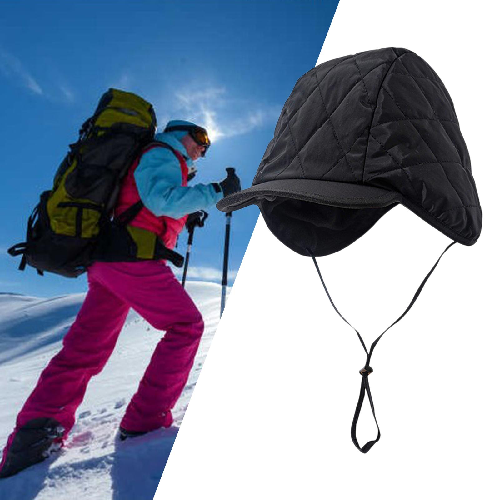 Mens Ladies Winter Ear Trapper Hat Outdoor Windproof Bomber Ski black