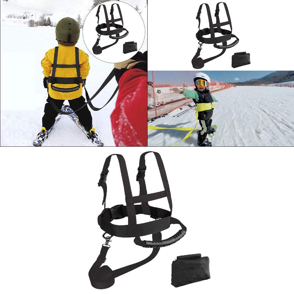 Kids Ski Harness Safe Shoulder Leash Strap for Snowboard Training Beginners Black