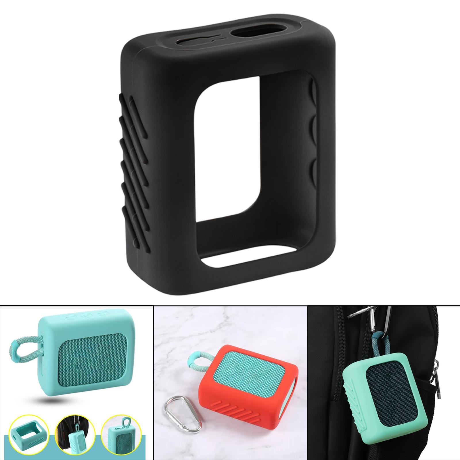 Speaker Silicone Case with Bag Hook Speaker Accessories Portable for Go3 Black
